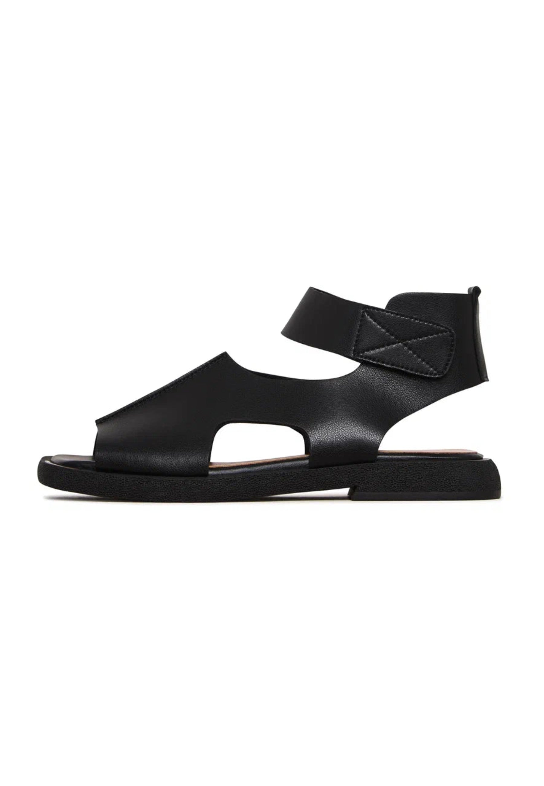 Black Leather Ankle Strap Sandals