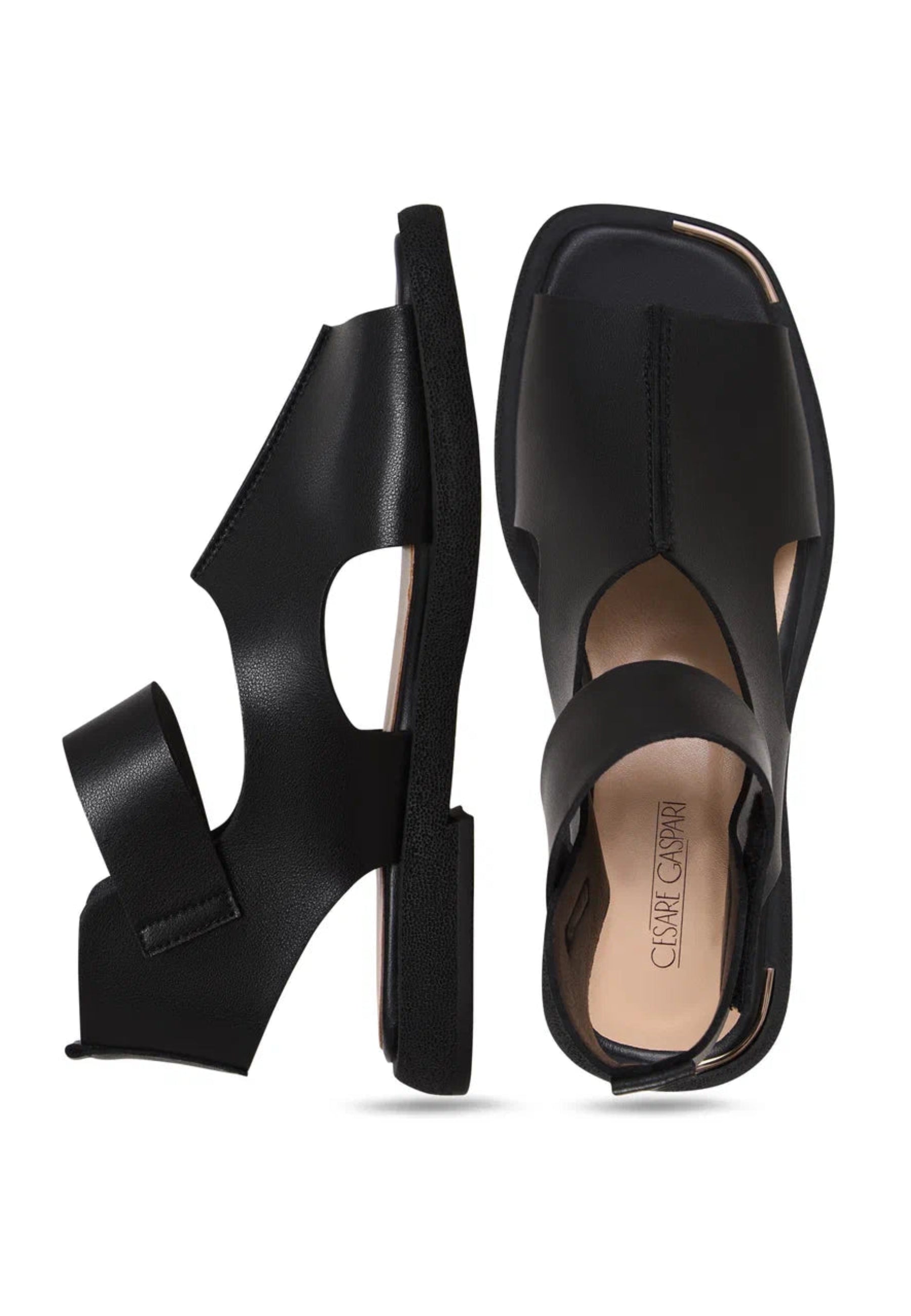 Black Leather Ankle Strap Sandals