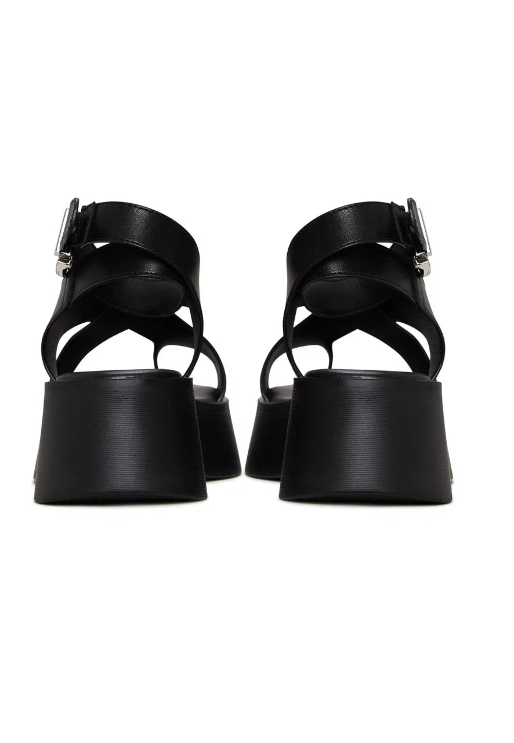 Suede Cross-Strap Sandals - Black