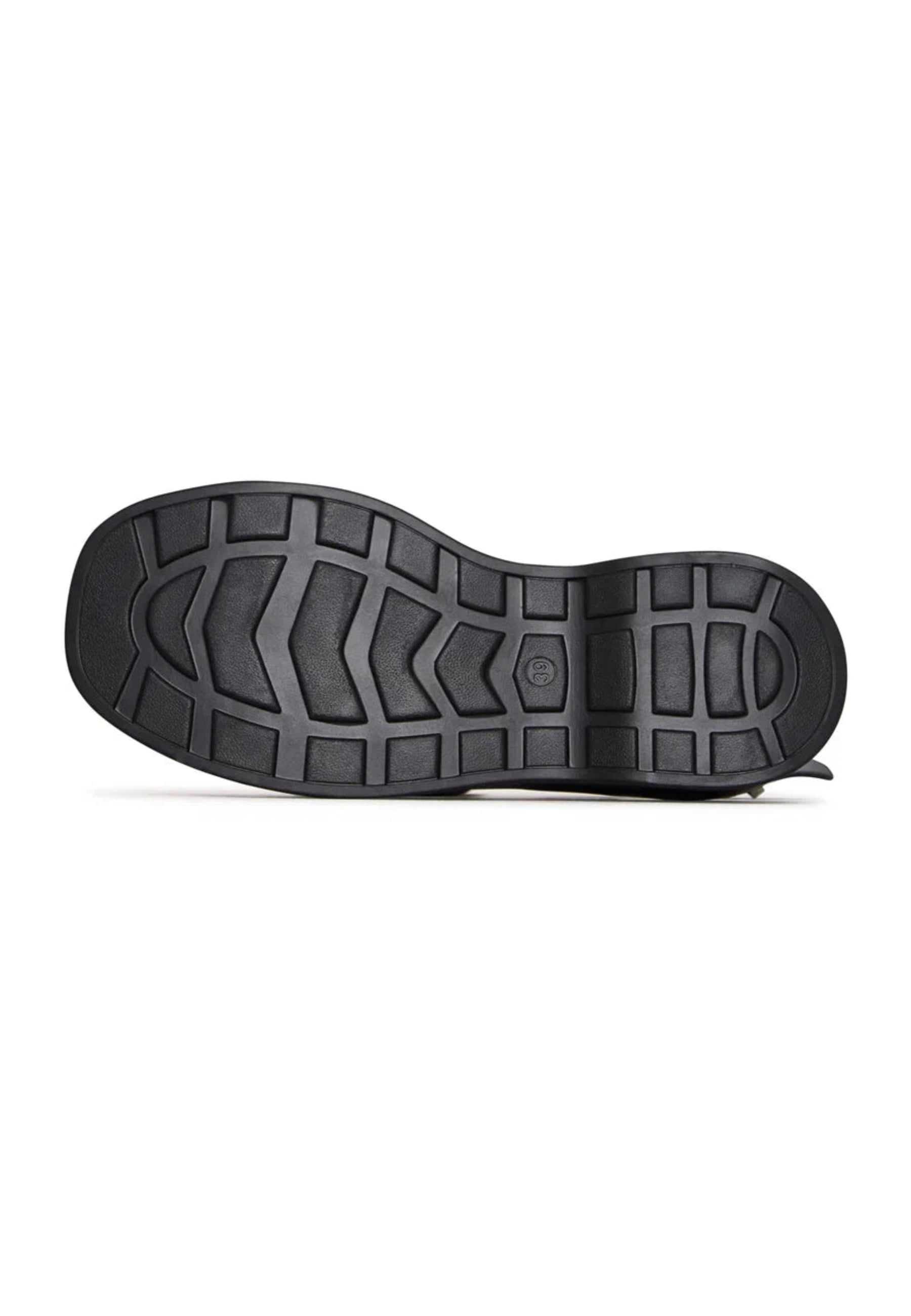 Suede Cross-Strap Sandals - Black