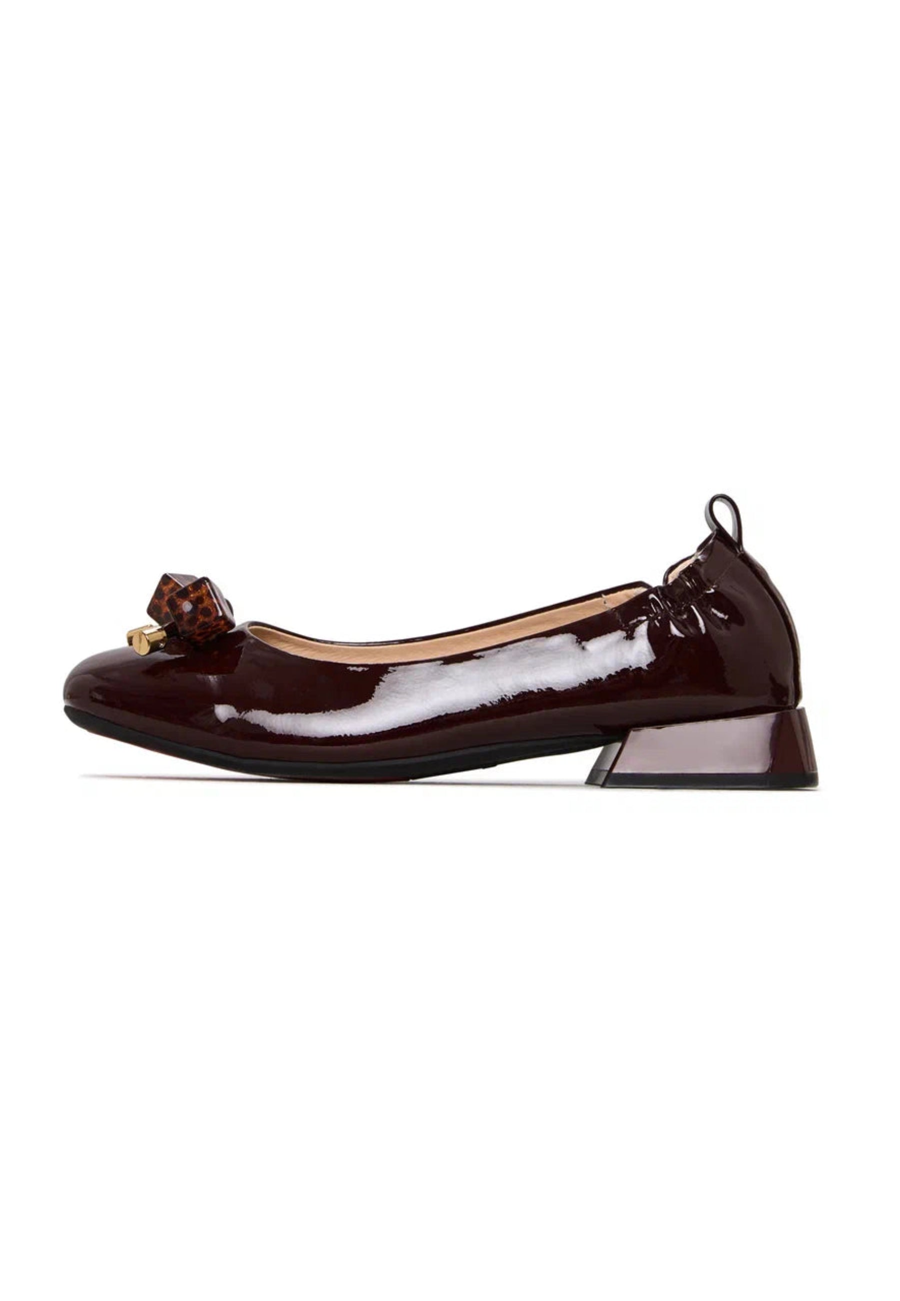 Patent Leather Embellished Ballet Flats - Bordeaux