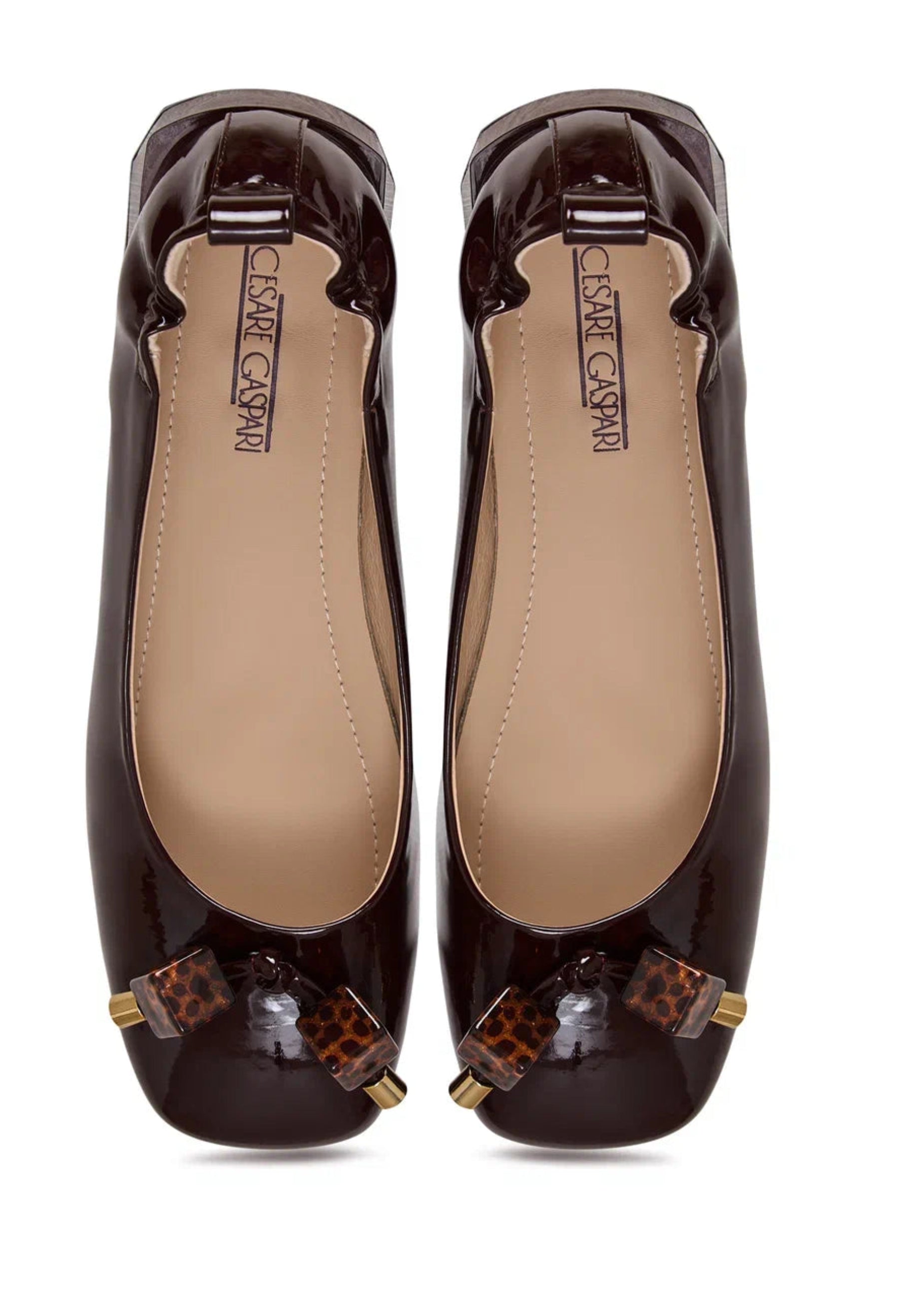 Patent Leather Embellished Ballet Flats - Bordeaux