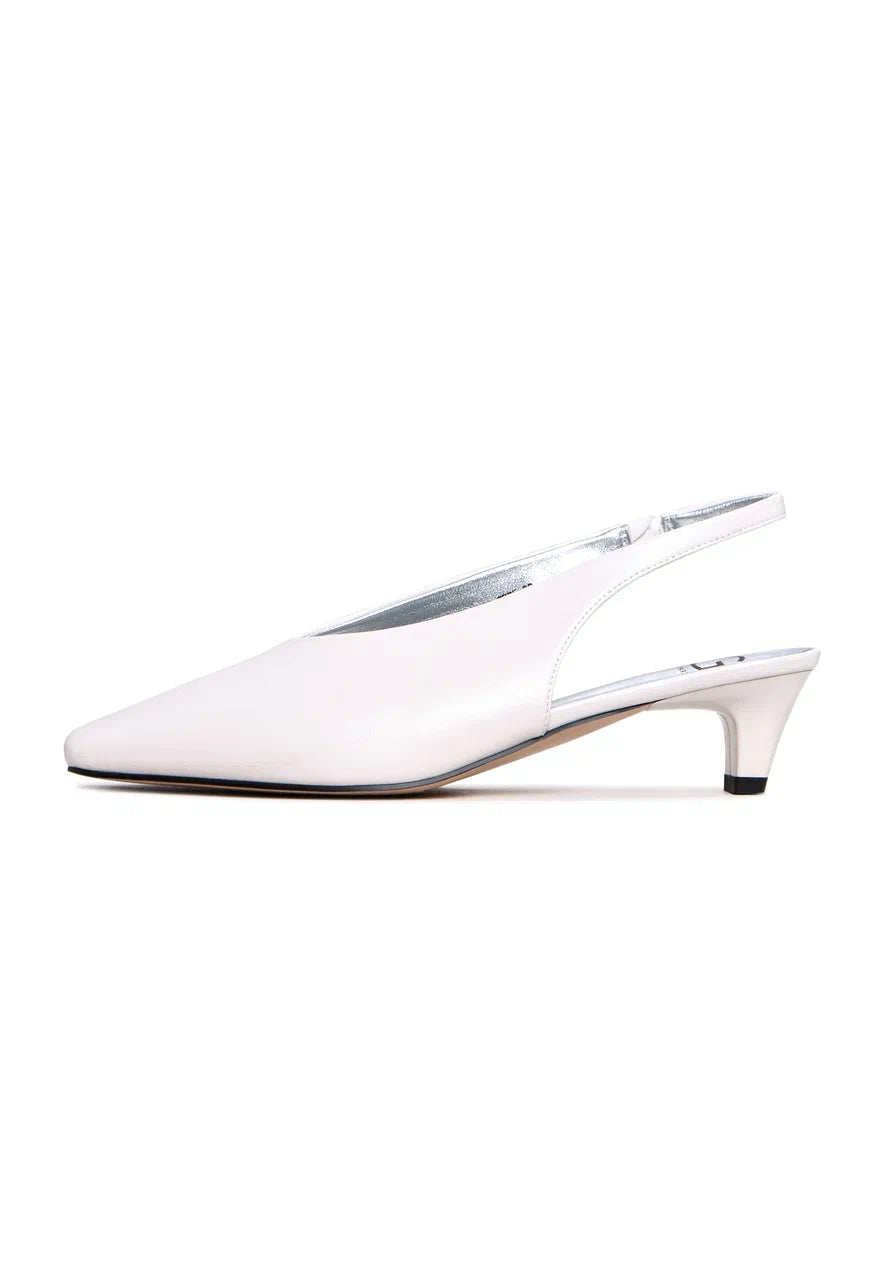 Slingback Heels with Square Toe - White