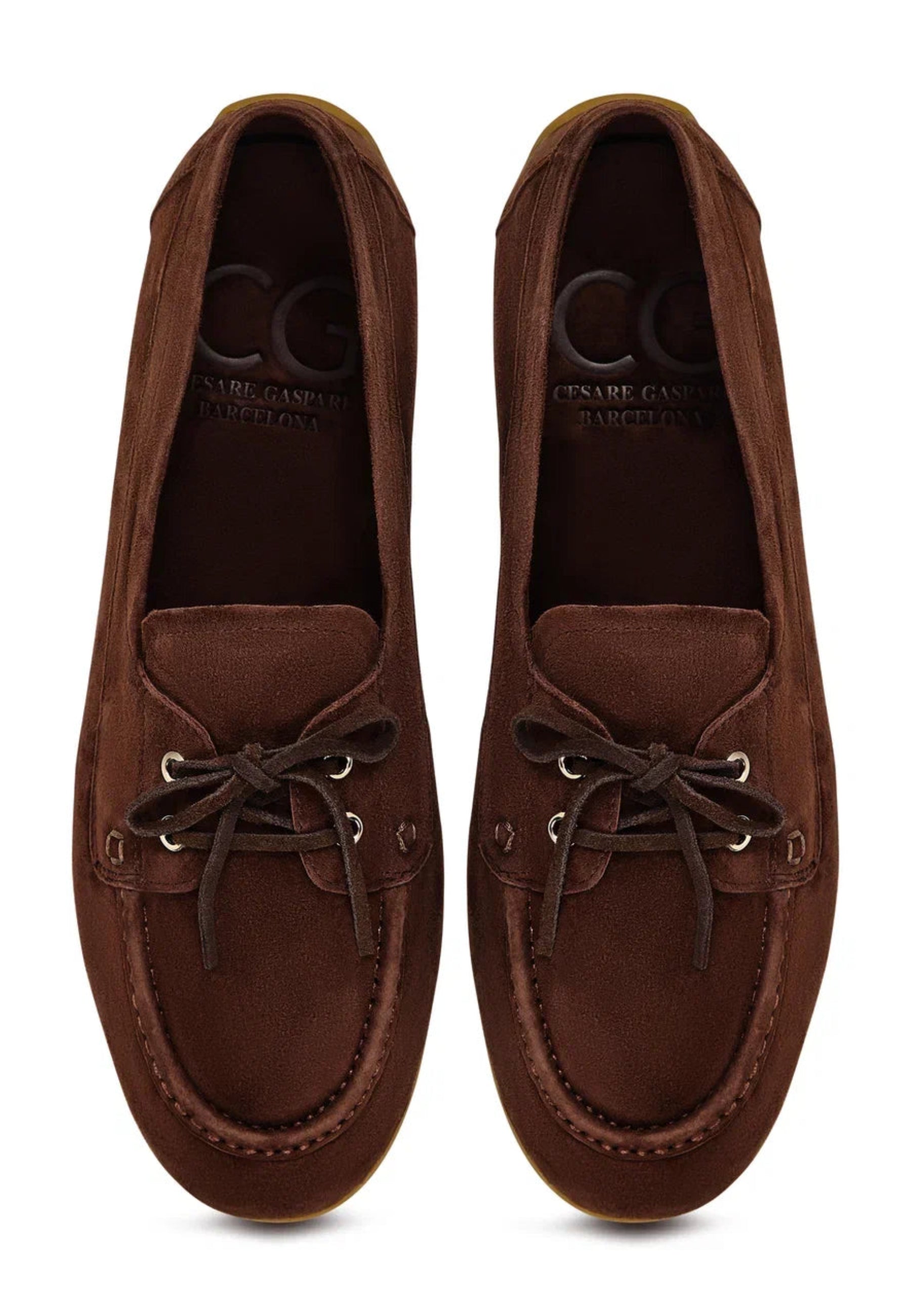 Suede Lace-Up Loafers - Brown