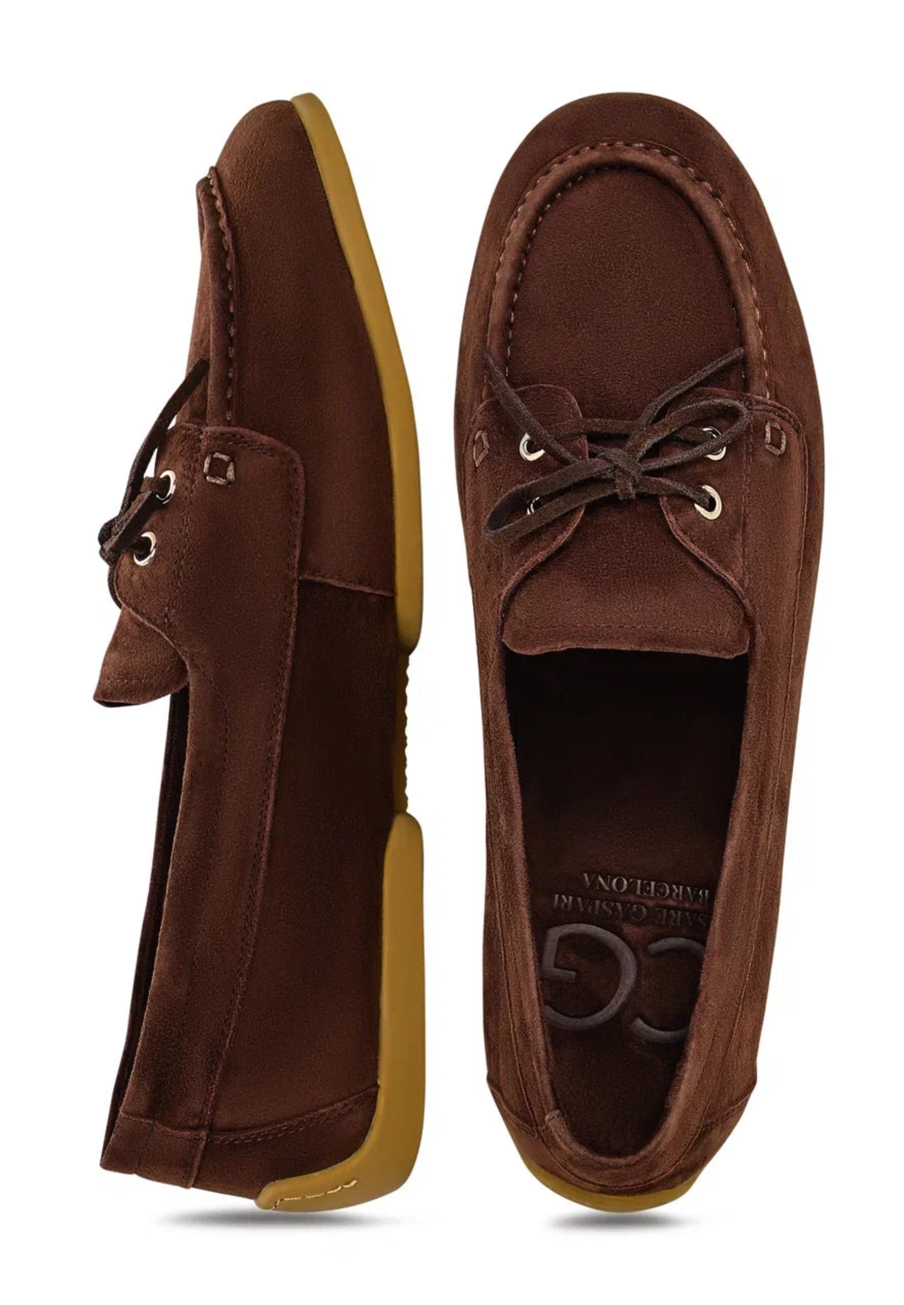 Suede Lace-Up Loafers - Brown