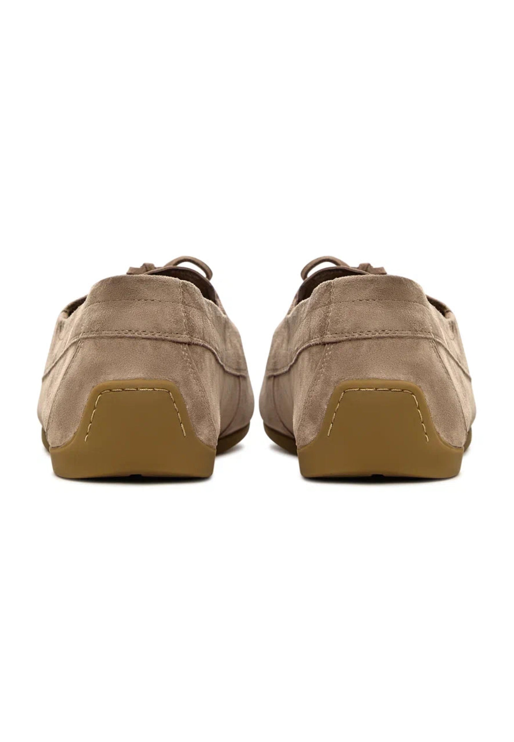 Suede Lace-Up Loafers - Beige