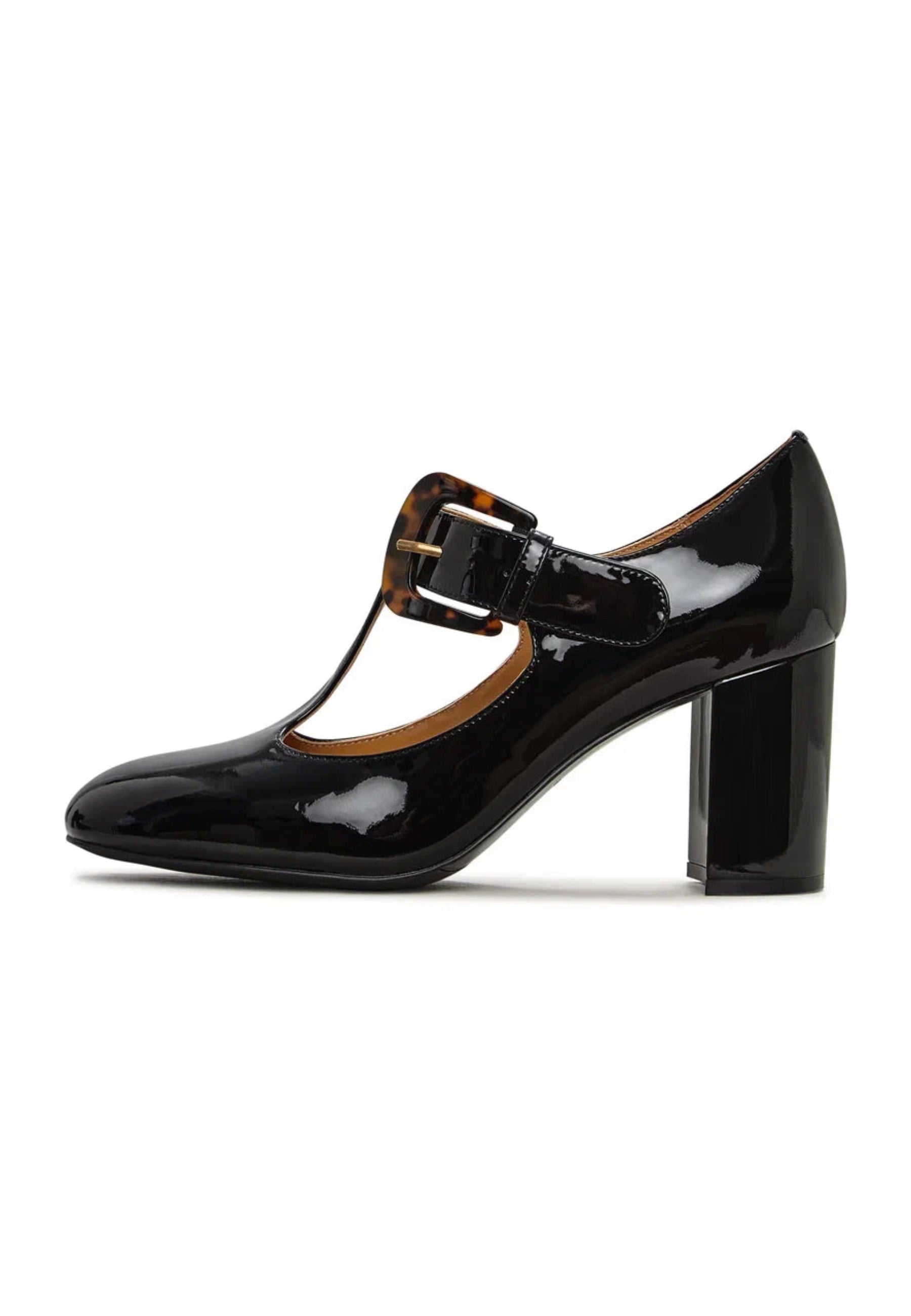 Vintage Buckle Patent Leather Pumps - Black