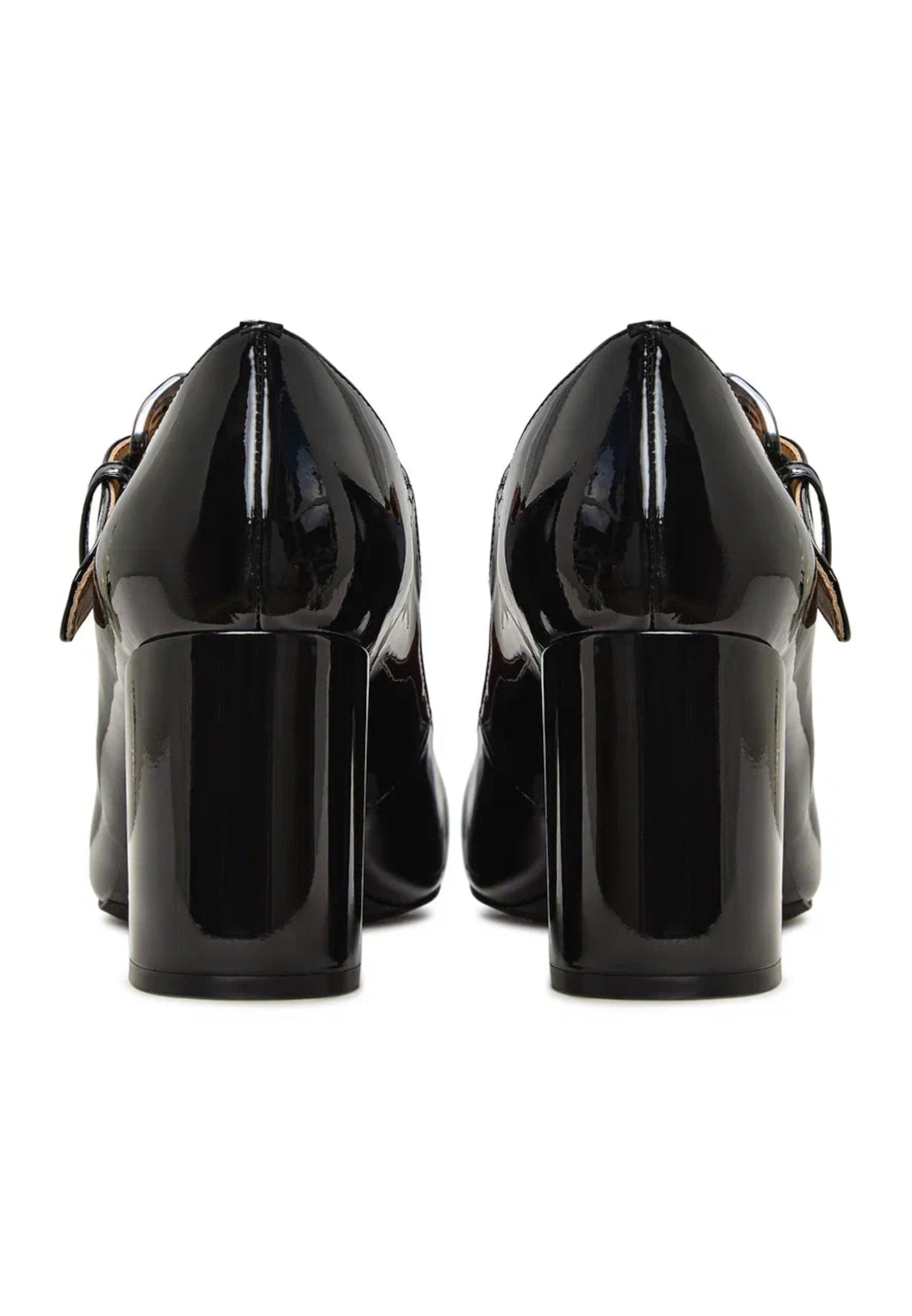 Vintage Buckle Patent Leather Pumps - Black