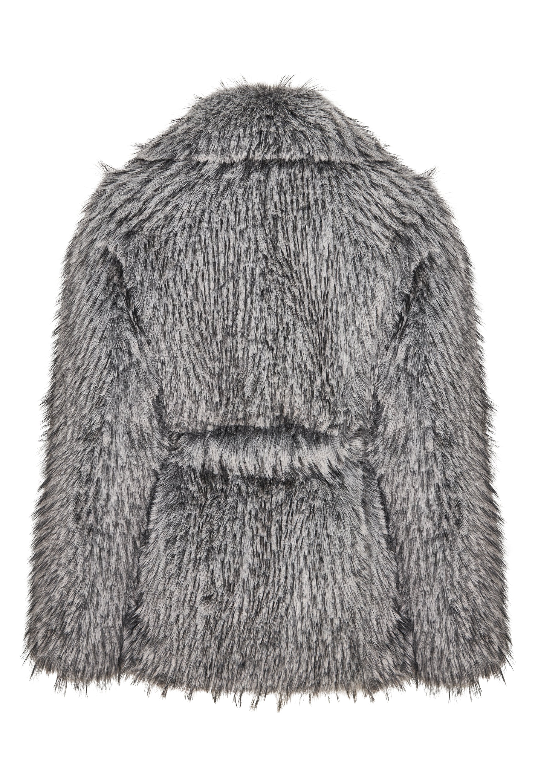 Elegant Grey Faux Fur Coat - Luxurious Winter Outerwear for Women - Grey