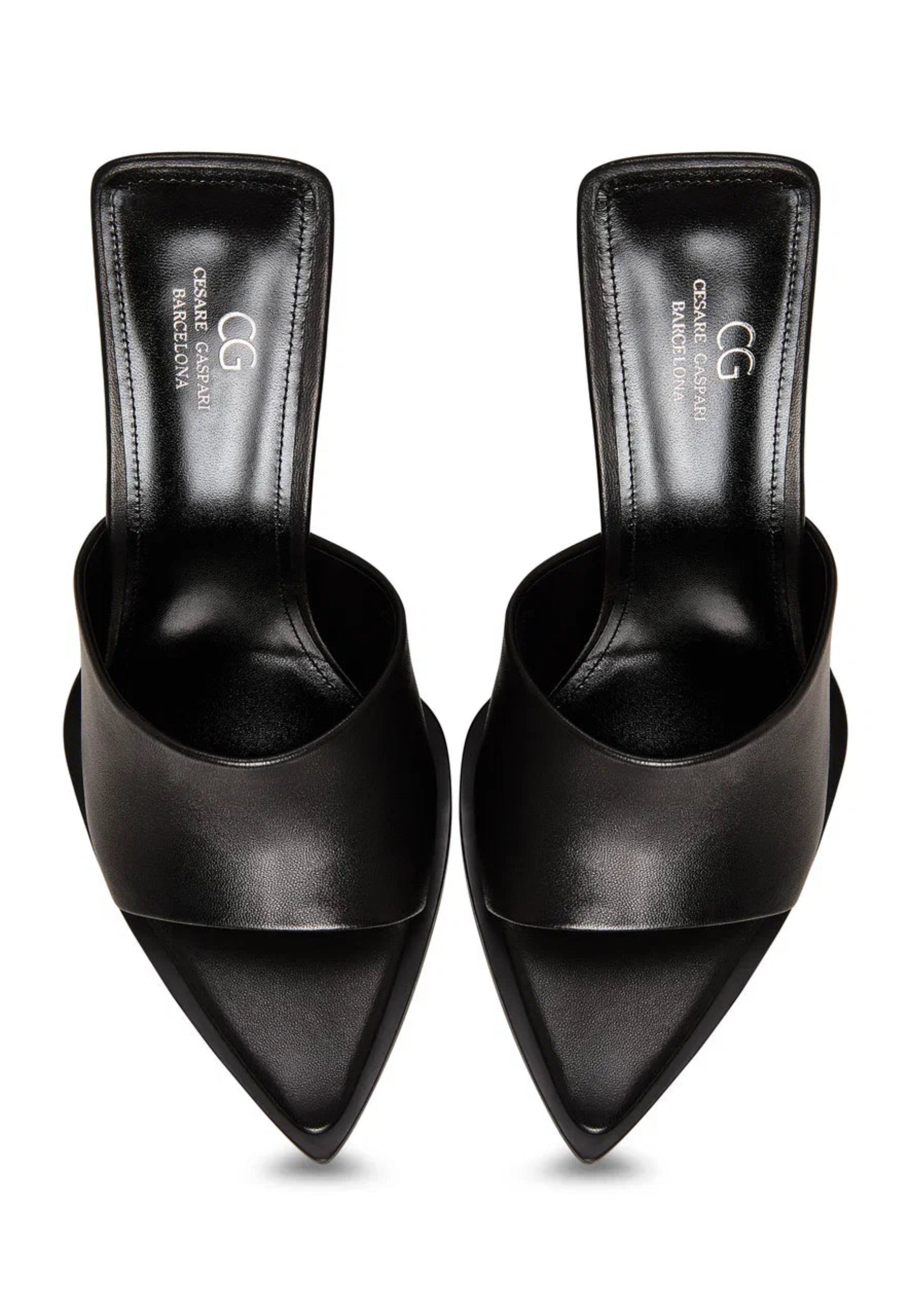 Minimalist Heeled Mules - Black