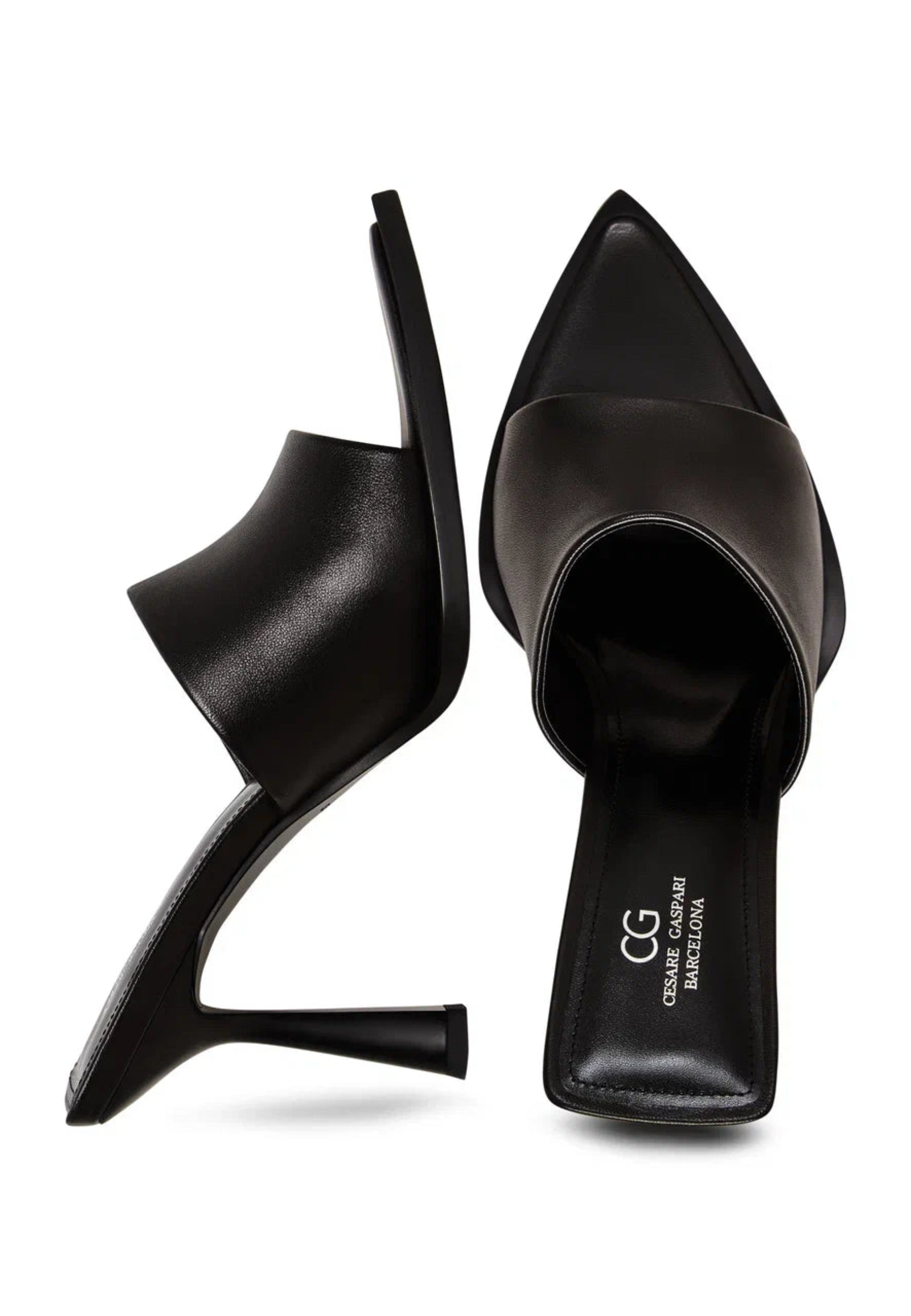 Minimalist Heeled Mules - Black