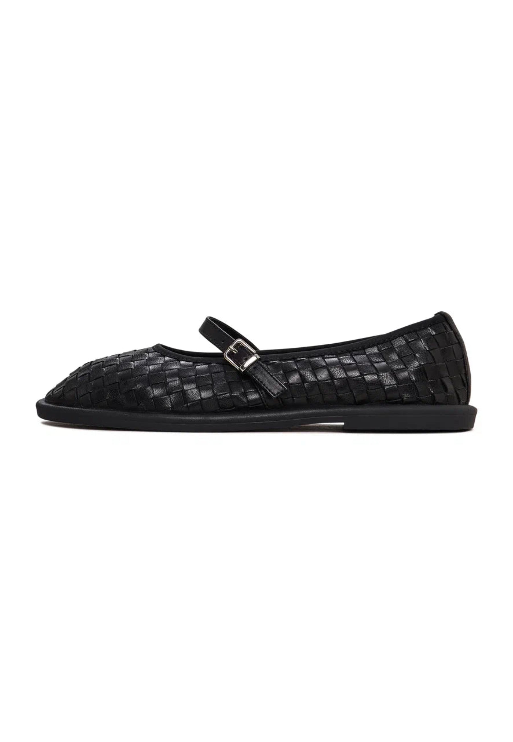 Woven Elegance Mary Janes - Black