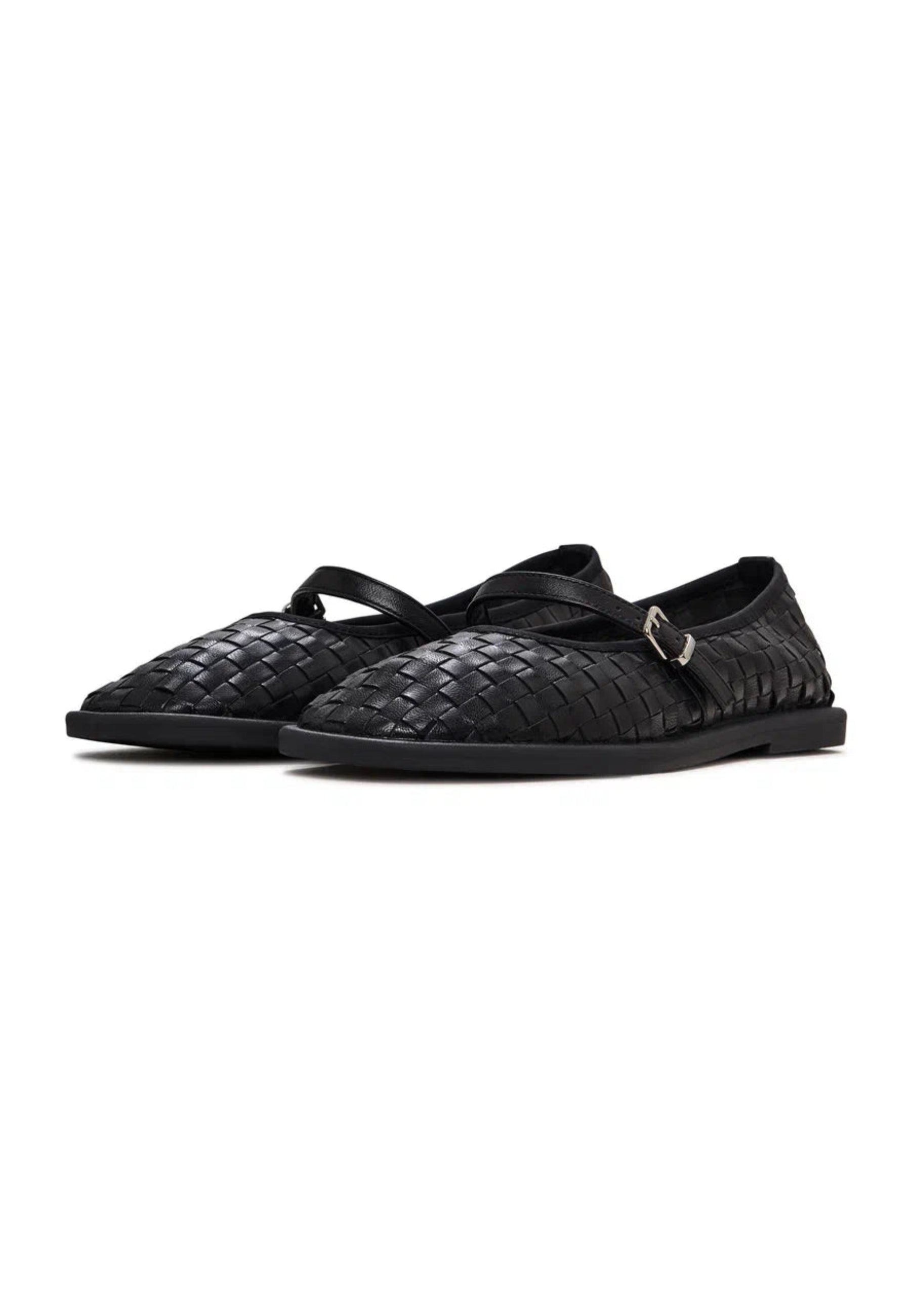 Woven Elegance Mary Janes - Black