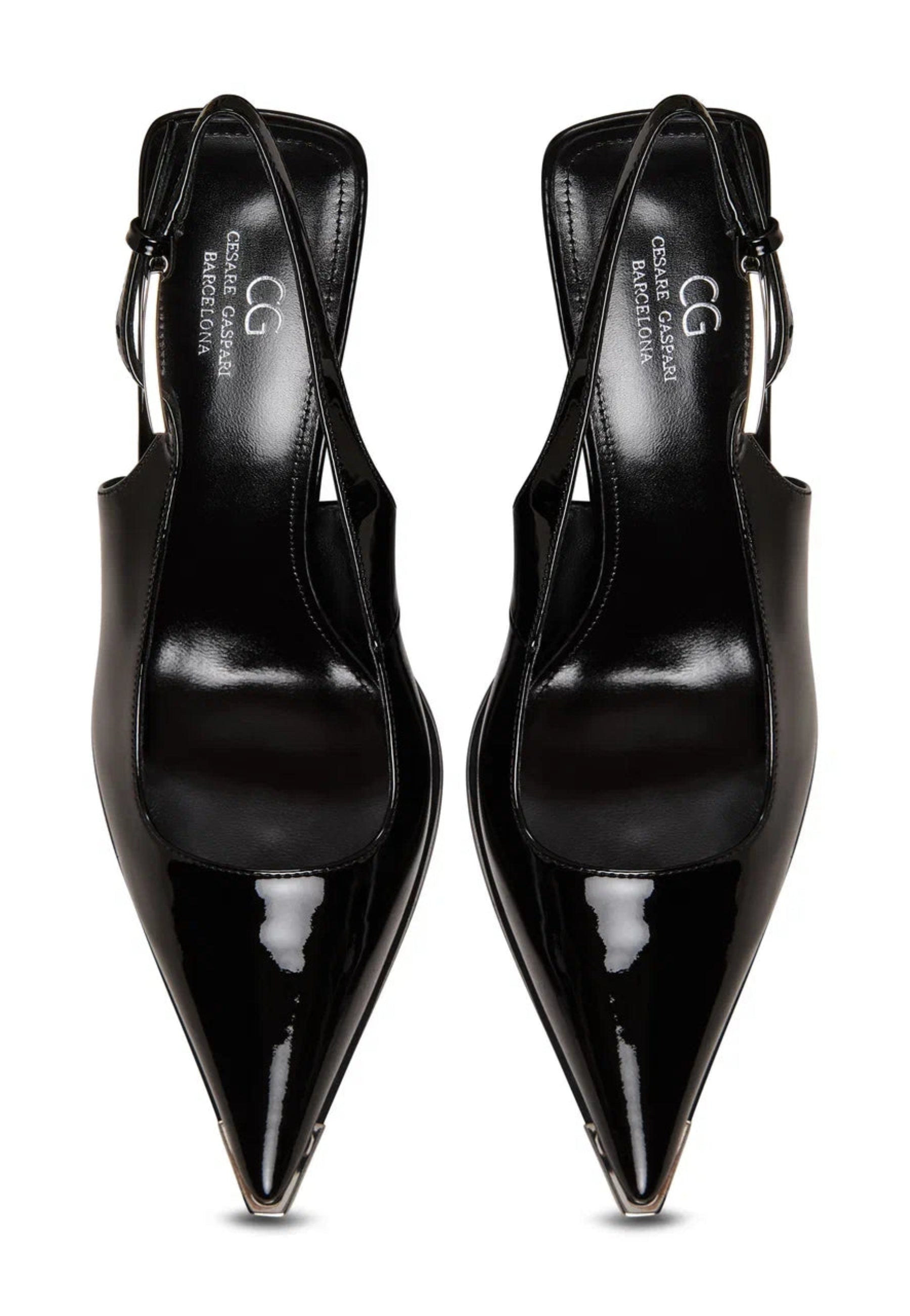 Patent Leather Slingback Pumps - Black