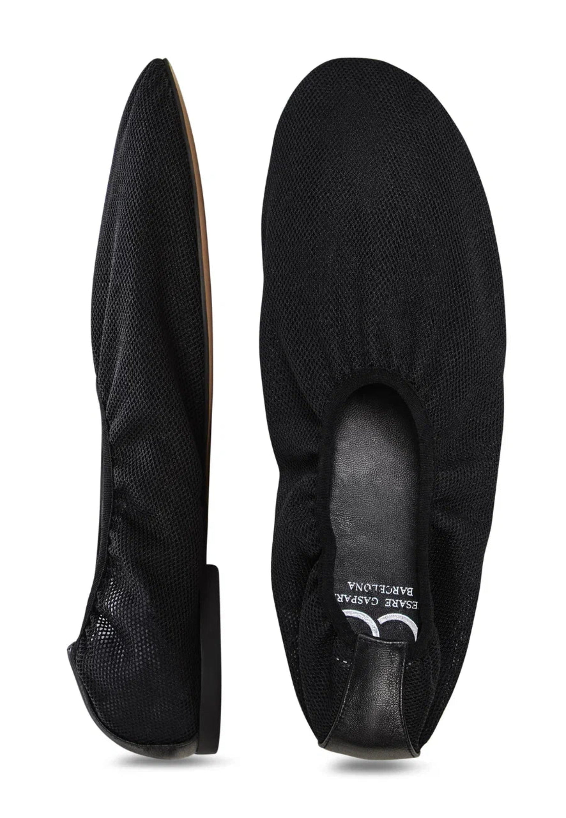 Mesh Slip-On Ballet Flats - Black