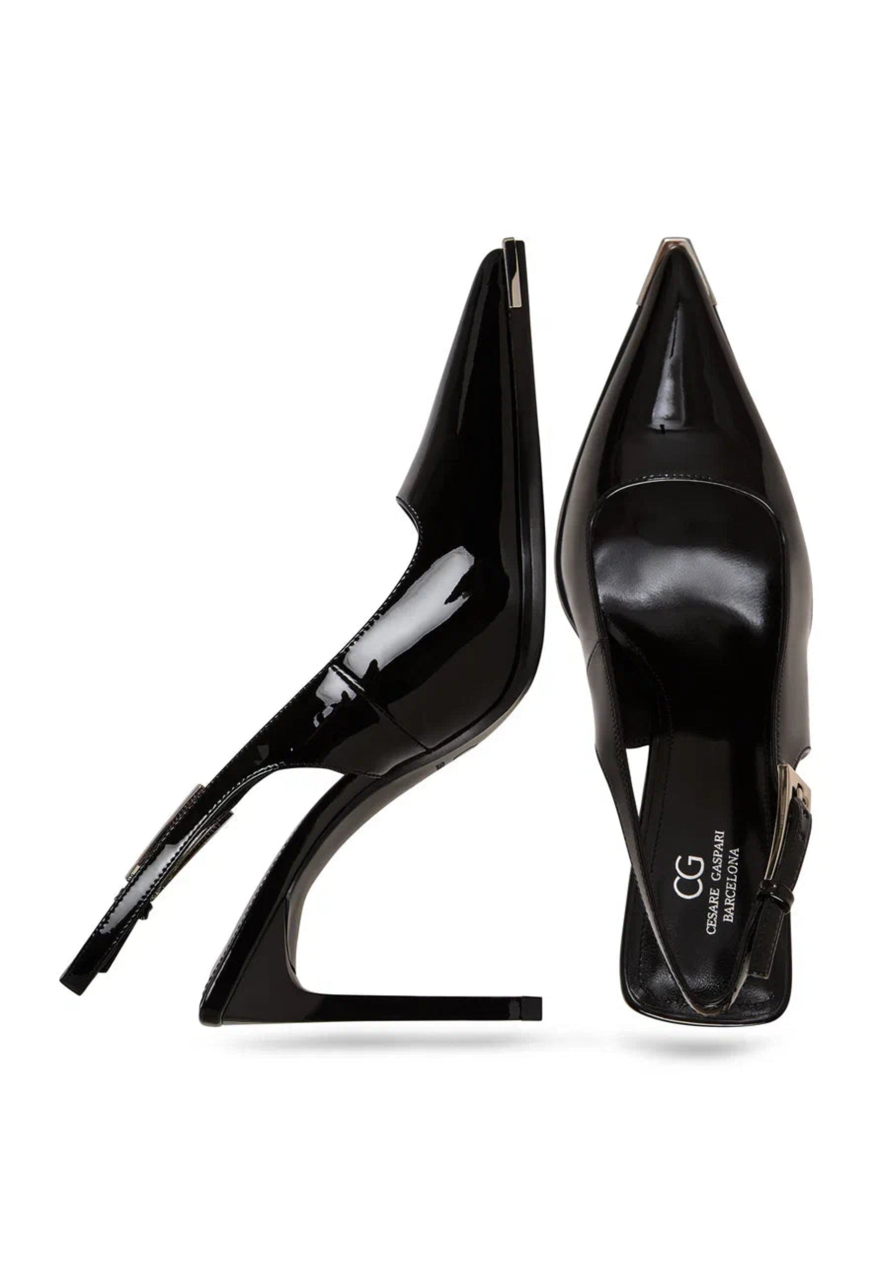 Patent Leather Slingback Pumps - Black