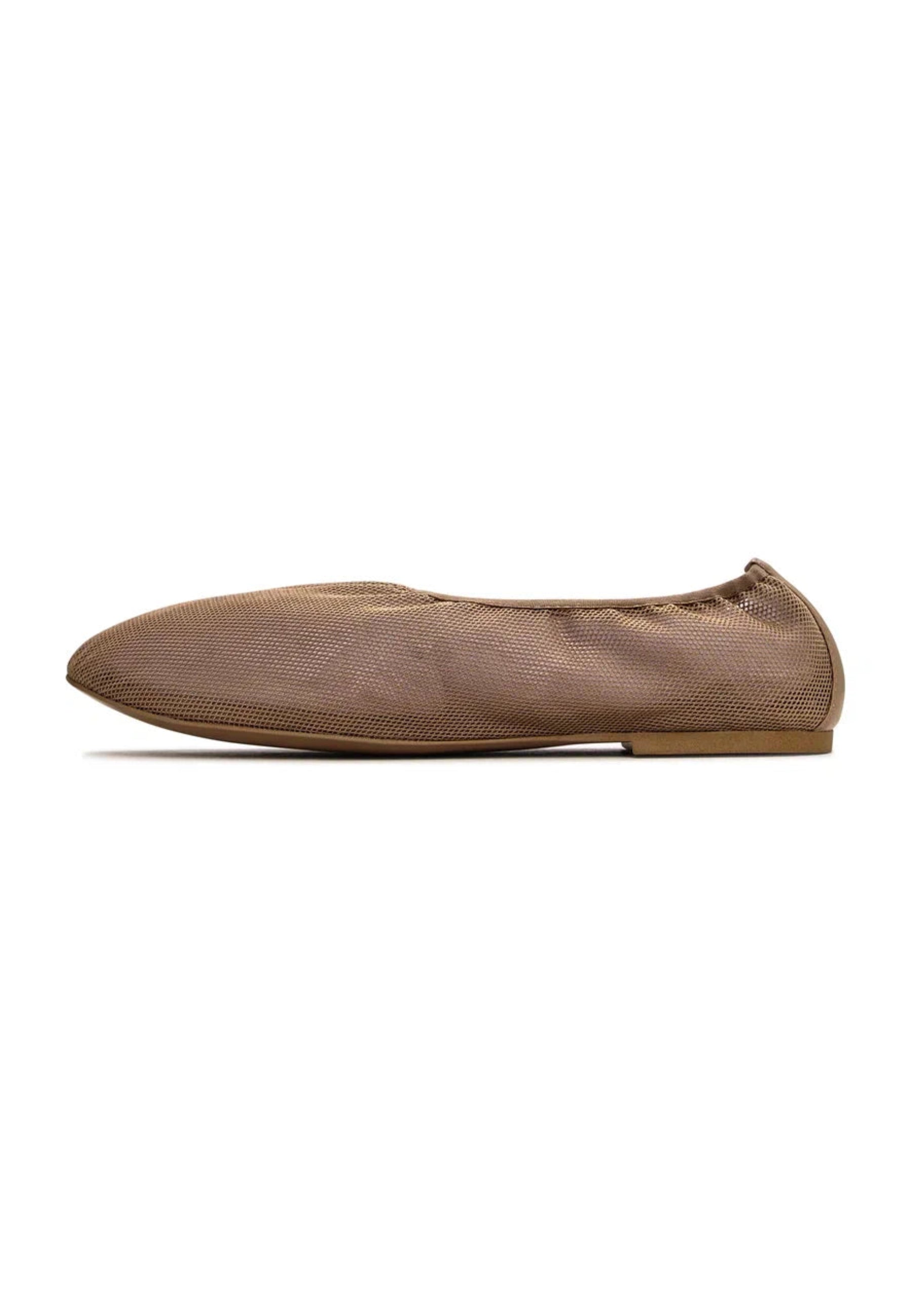 Mesh Slip-On Ballet Flats - Beige