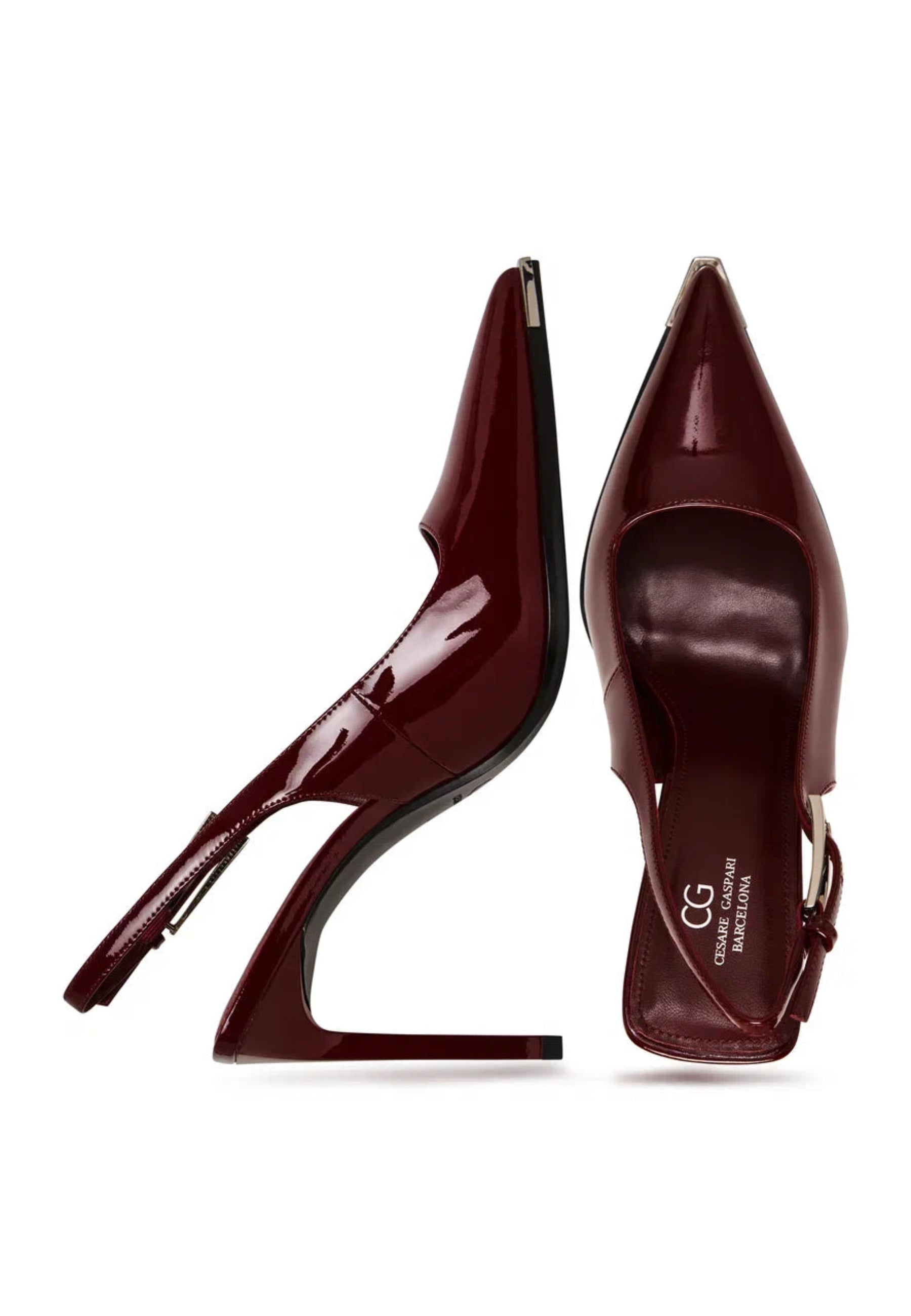 Patent Leather Slingback Pumps - Red