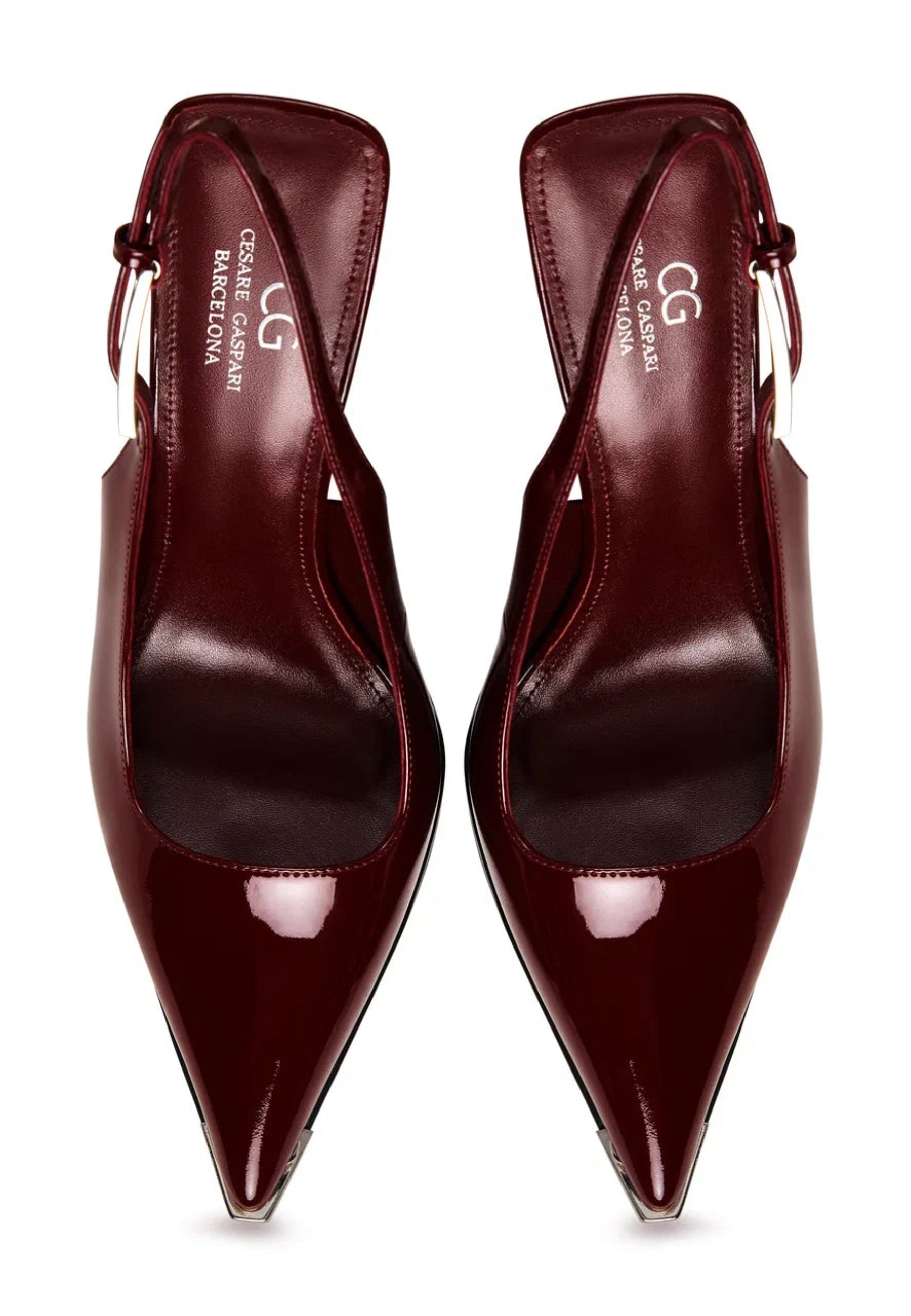 Patent Leather Slingback Pumps - Red