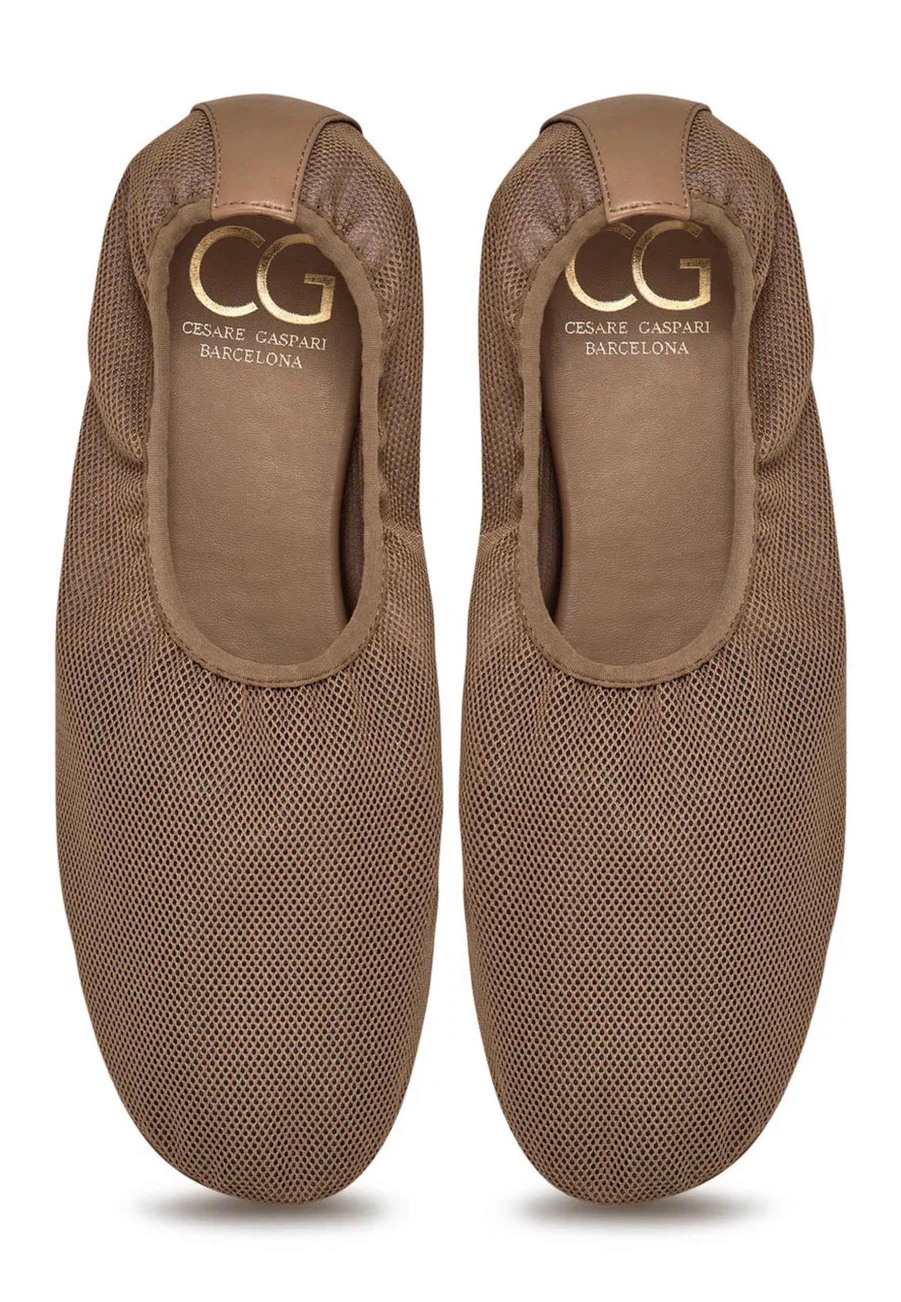 Mesh Slip-On Ballet Flats - Beige