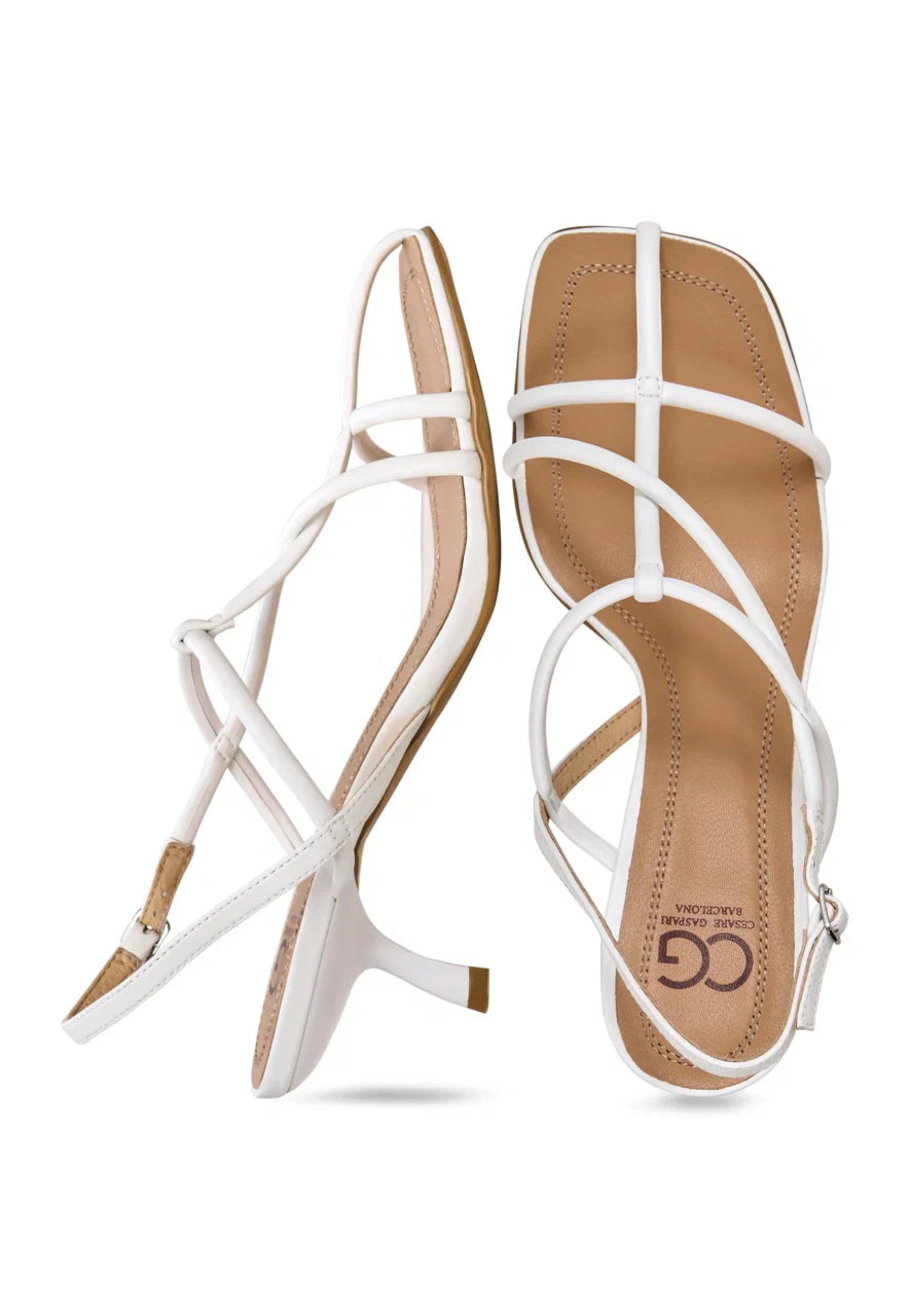 Minimalist Strappy Heels - White