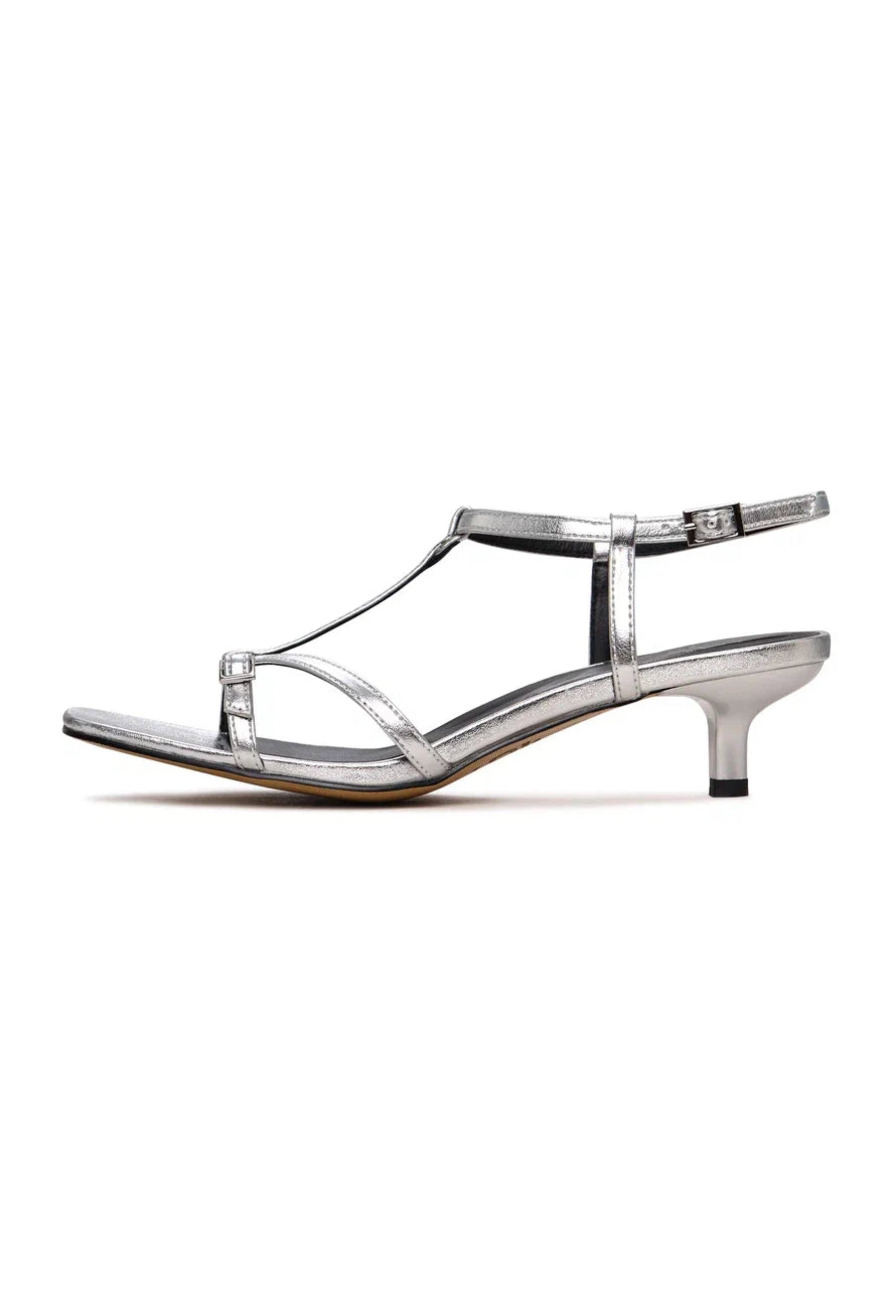 Lustrous Strappy Heels - Silver