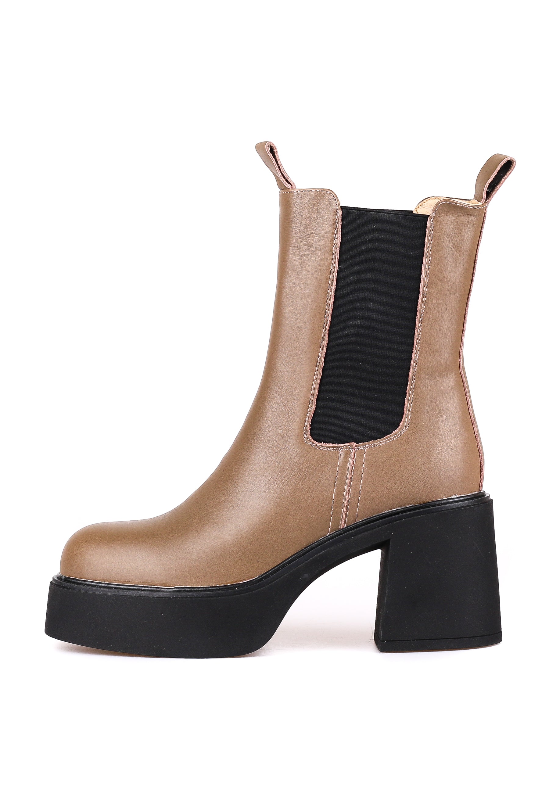 Platform Chelsea Ankle Boots - Biege