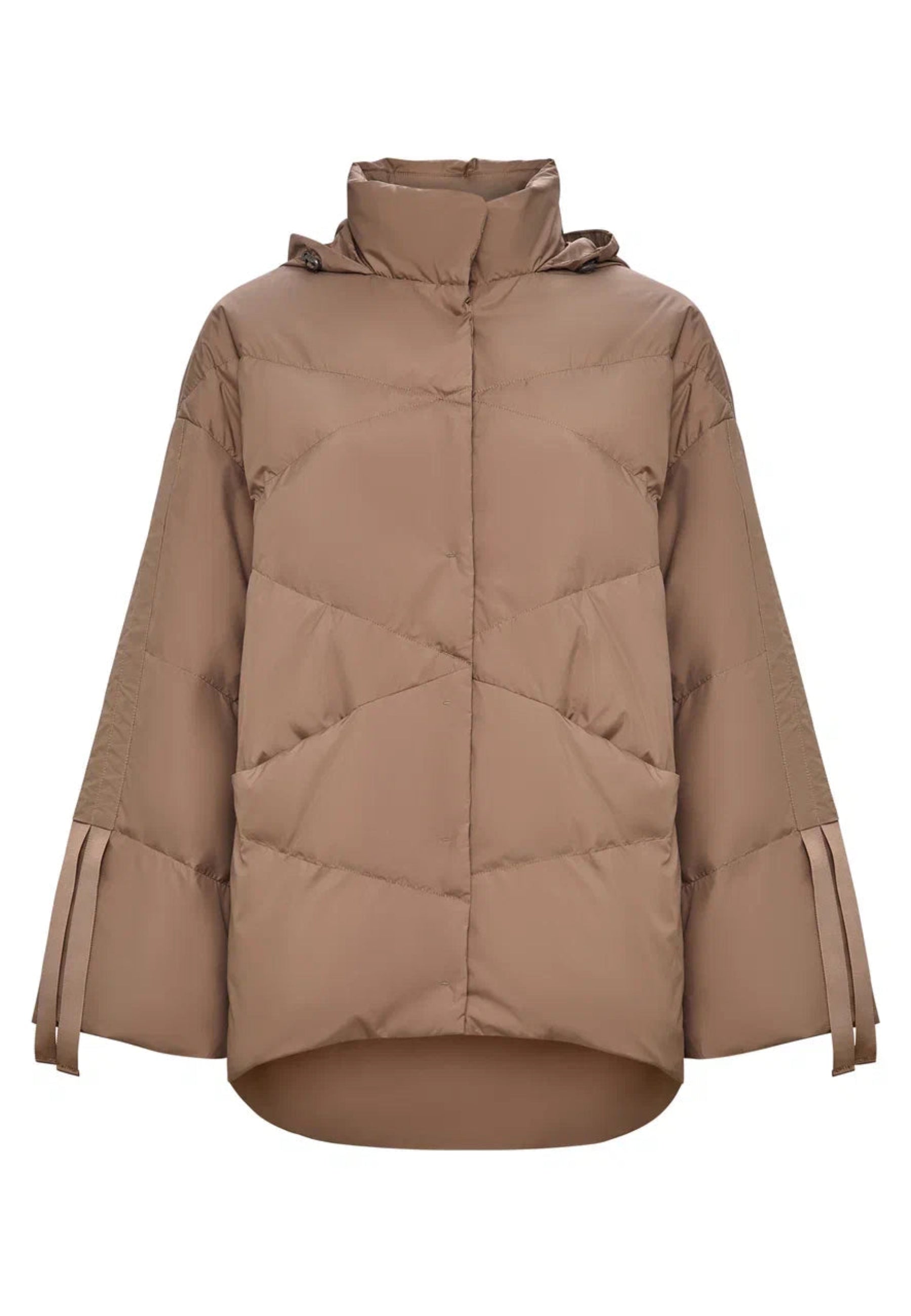 Oversized Quilted Puffer Jacket - Beige