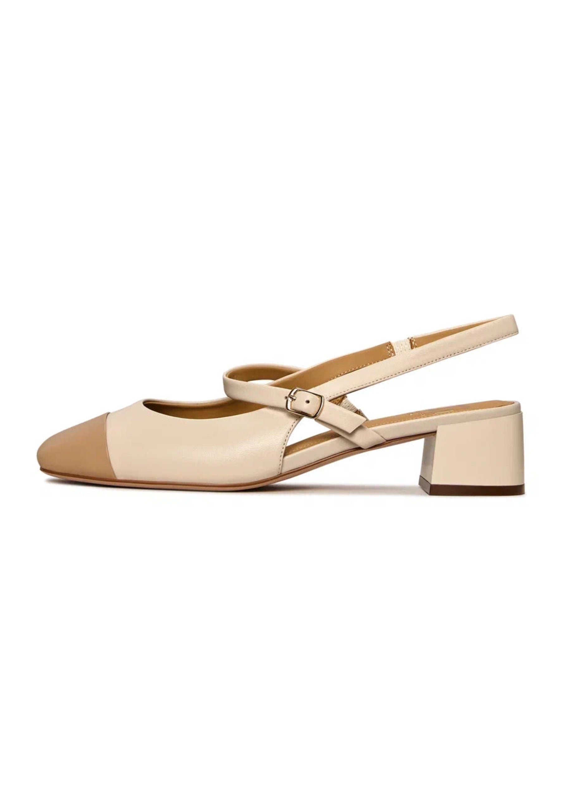 Slingback Block Heels Pumps Marisol - Light Beige