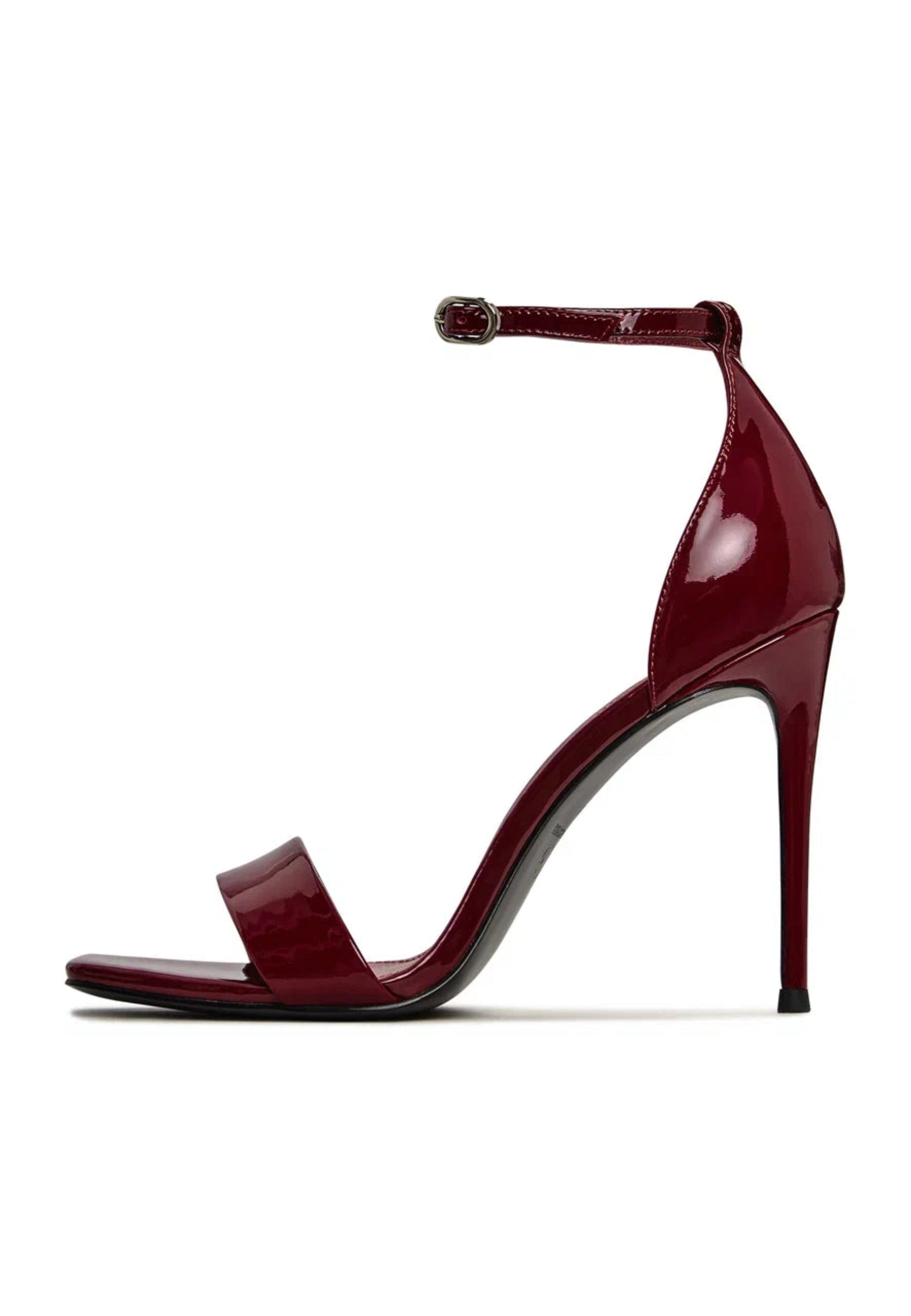 Classic Patent Leather Ankle-Strap Heels - Red