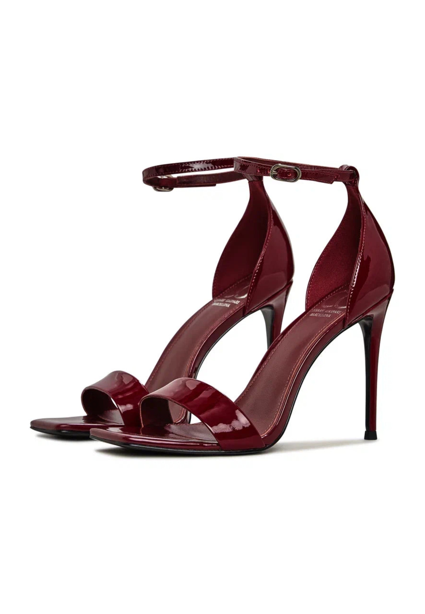 Classic Patent Leather Ankle-Strap Heels - Red