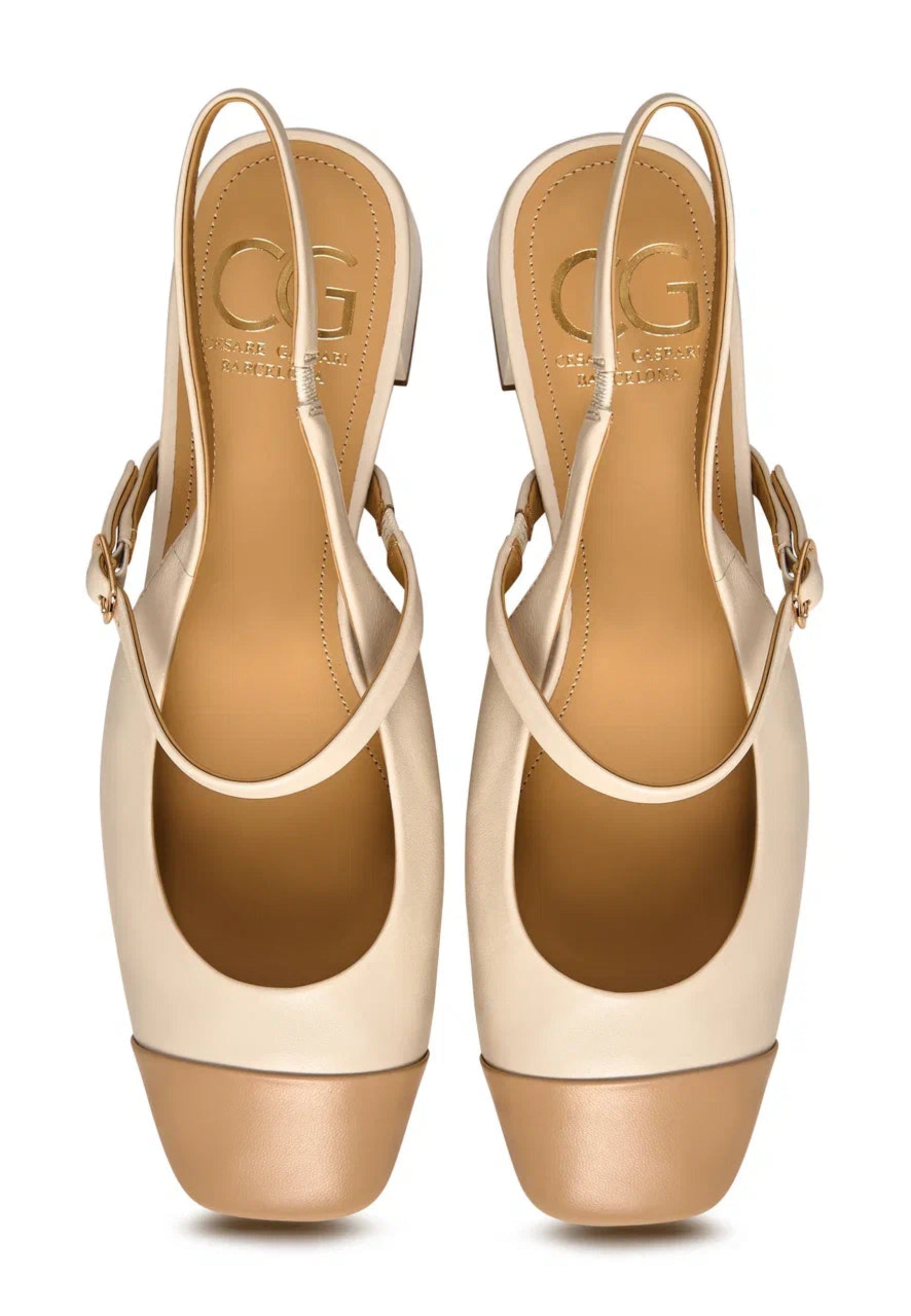 Slingback Block Heels Pumps Marisol - Light Beige