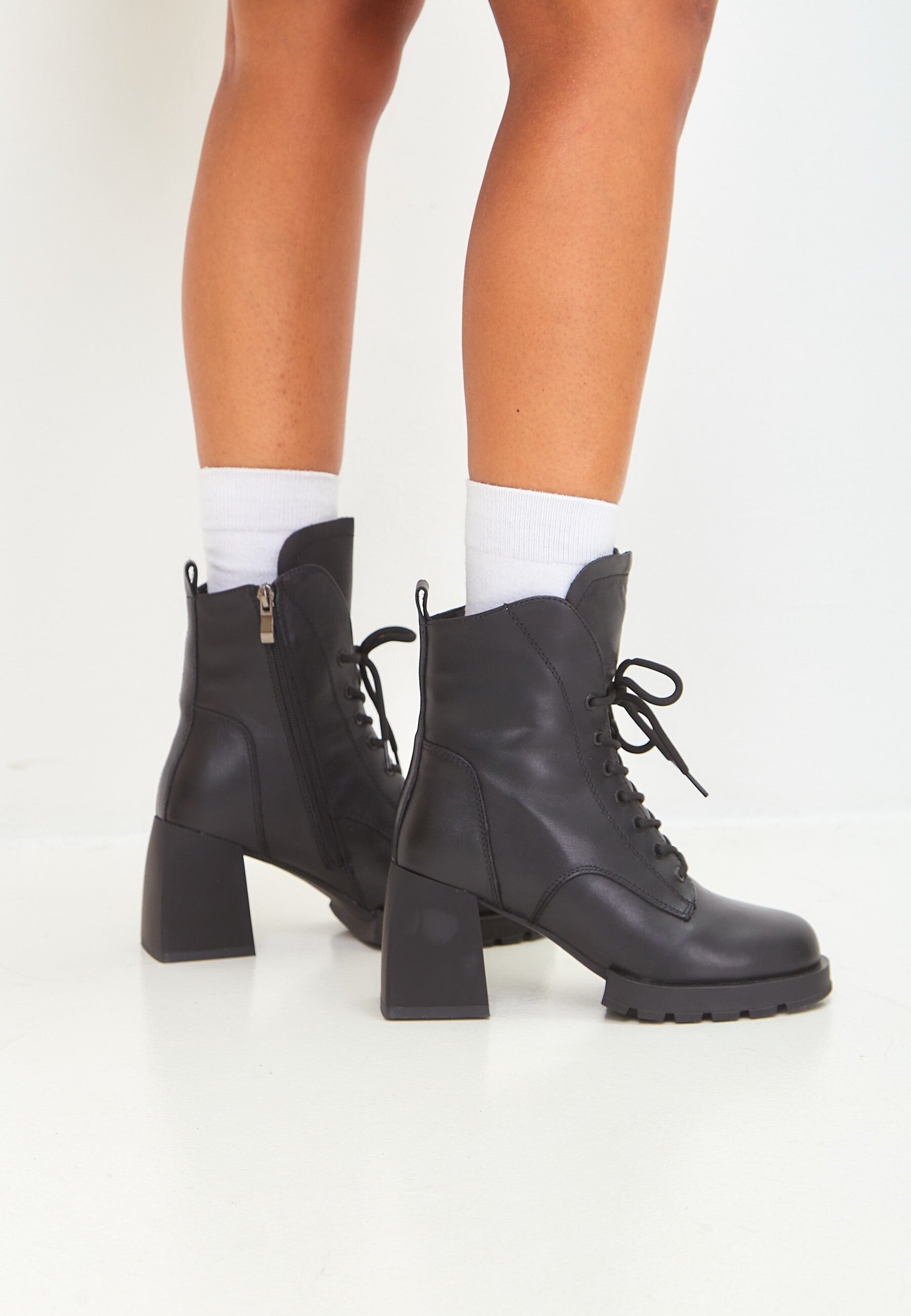 Heeled Lace-Up Ankle Boots