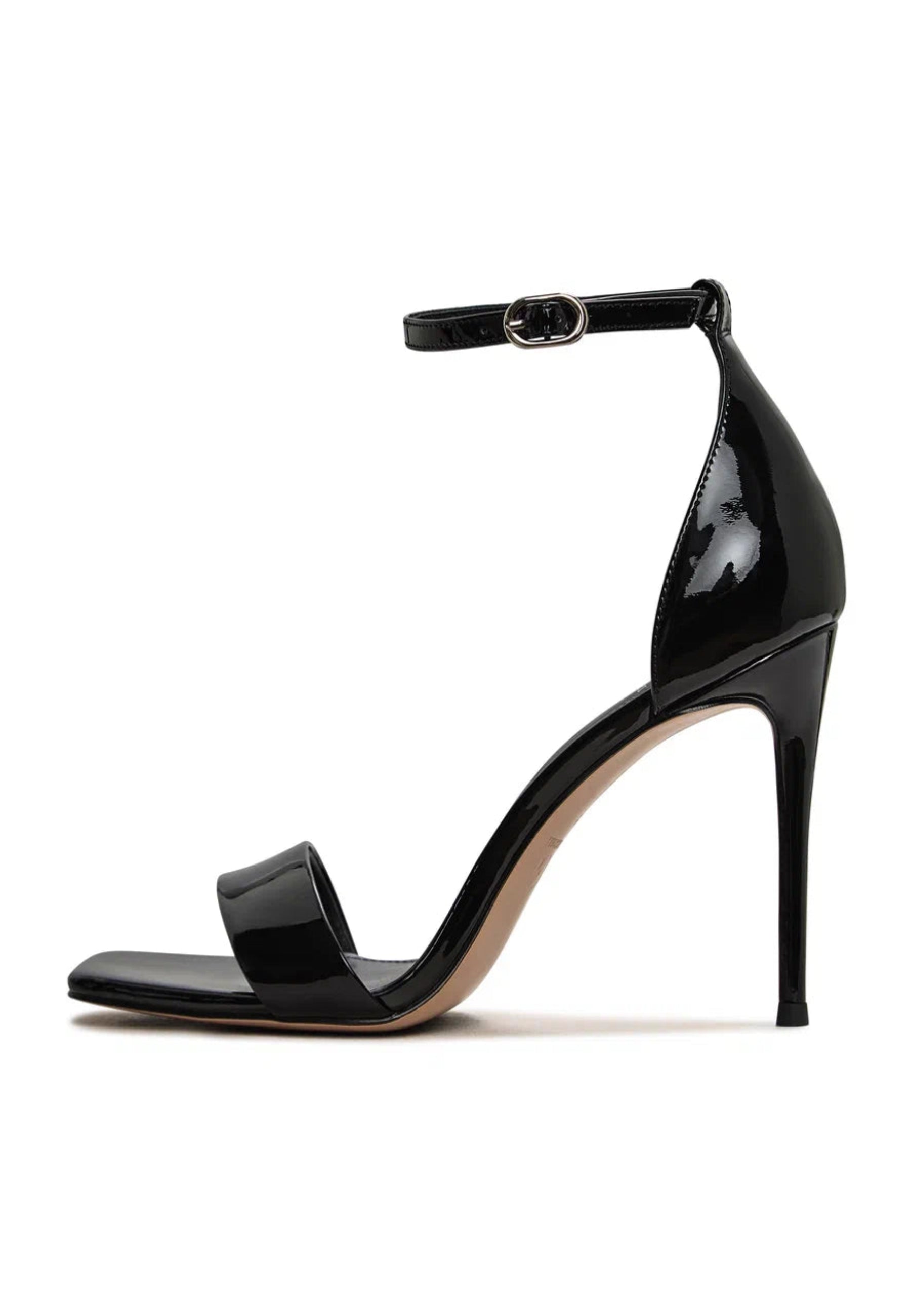 Classic Patent Leather Ankle-Strap Heels - Black