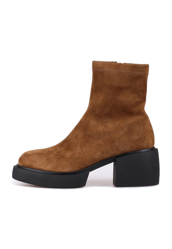Bold Rise Suede Ankle Boots – Brown