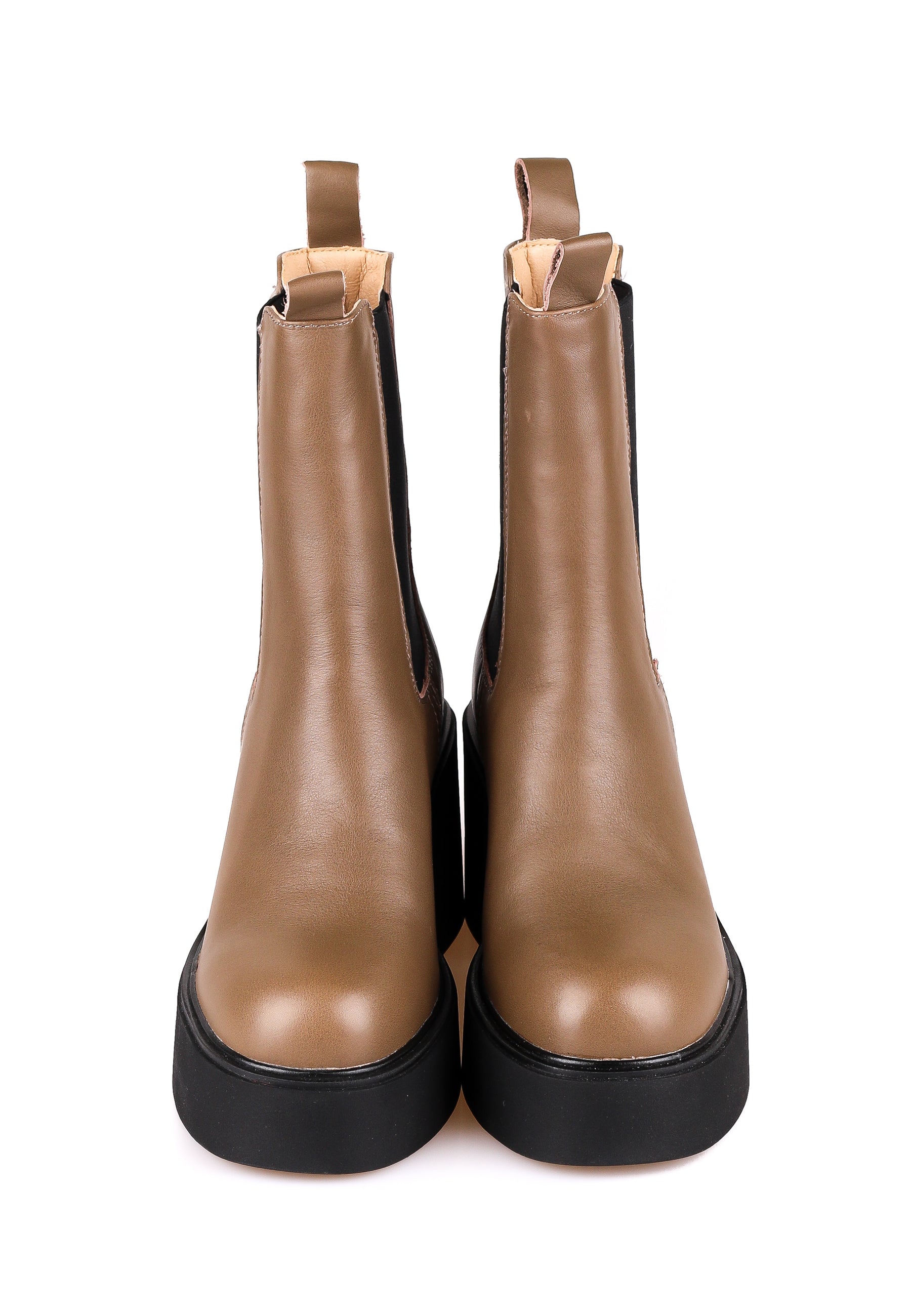 Platform Chelsea Ankle Boots - Biege