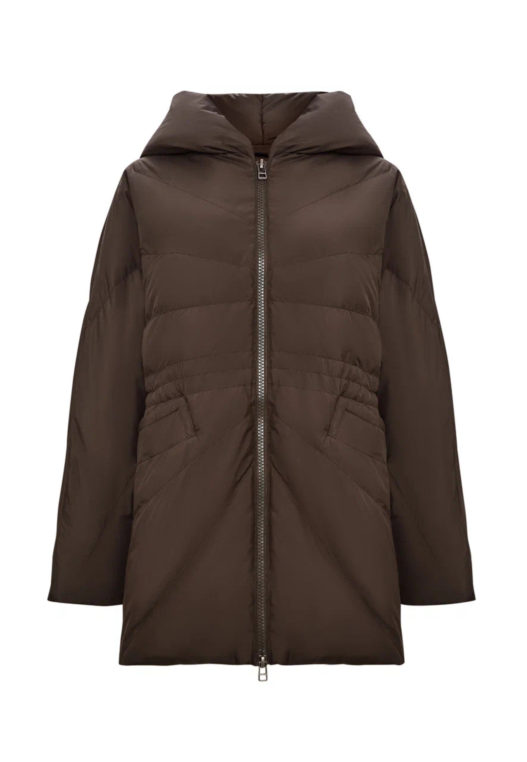 Hooded Quilted Jacket - Brown