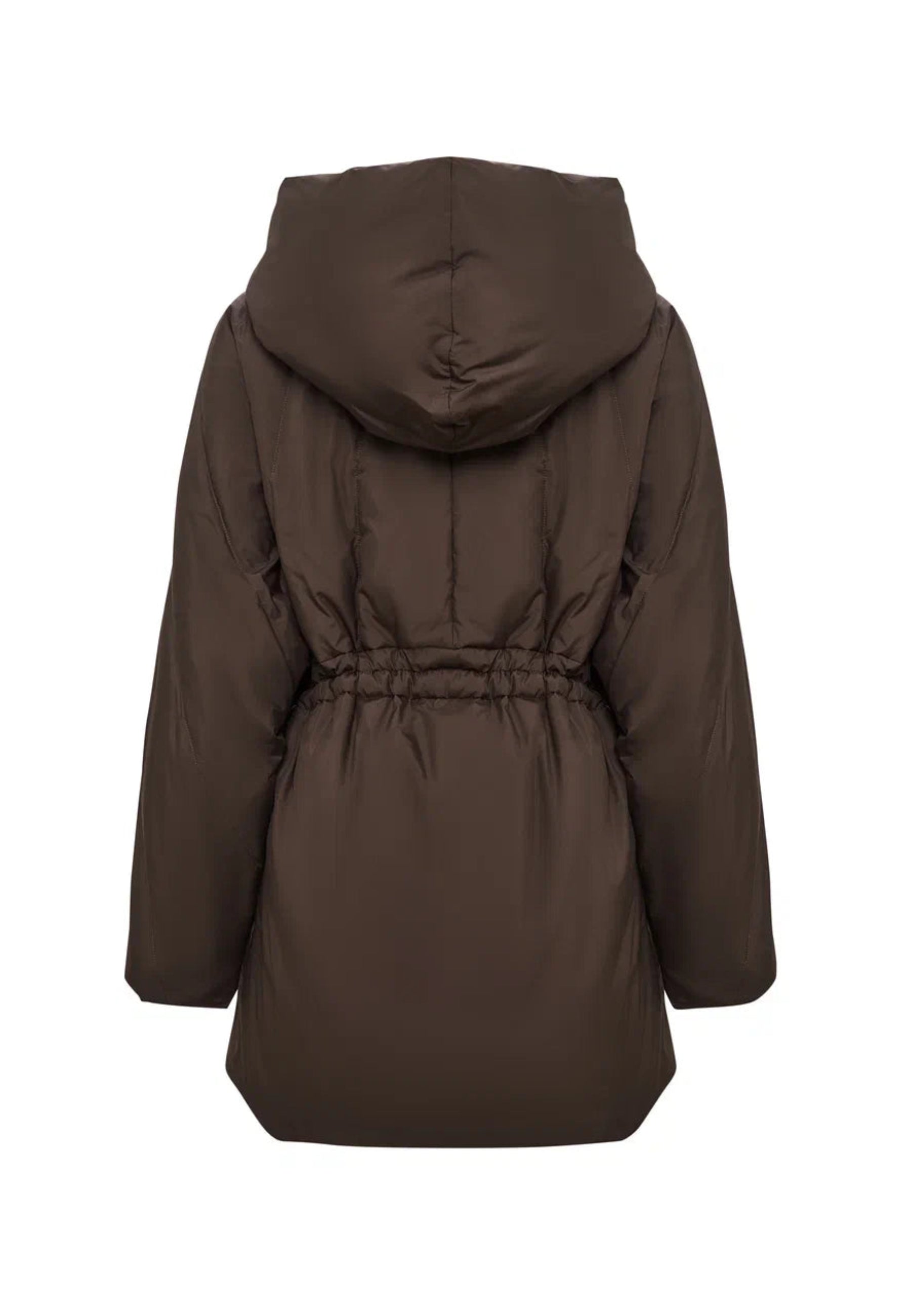 Hooded Quilted Jacket - Brown