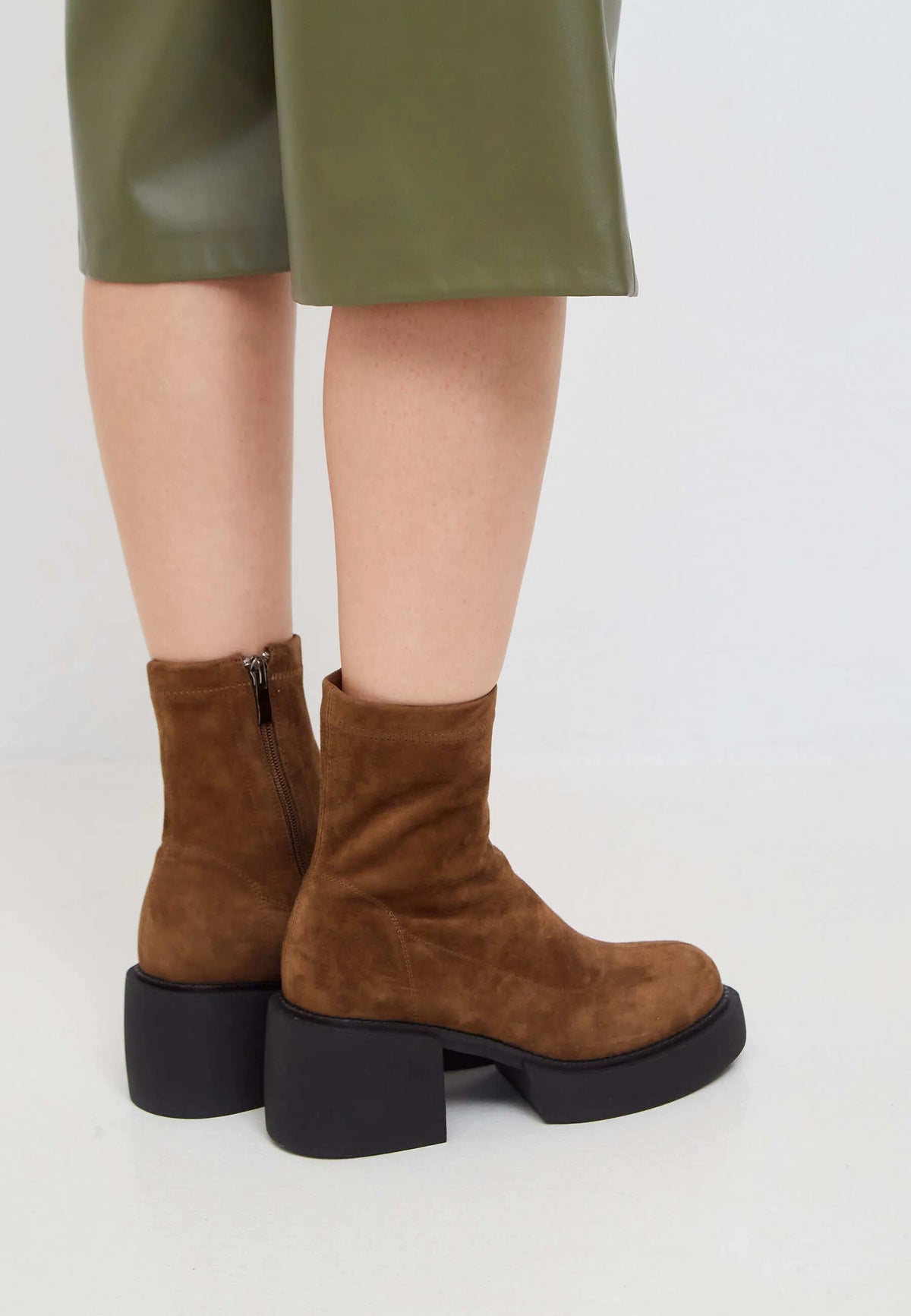 Bold Rise Suede Ankle Boots – Brown