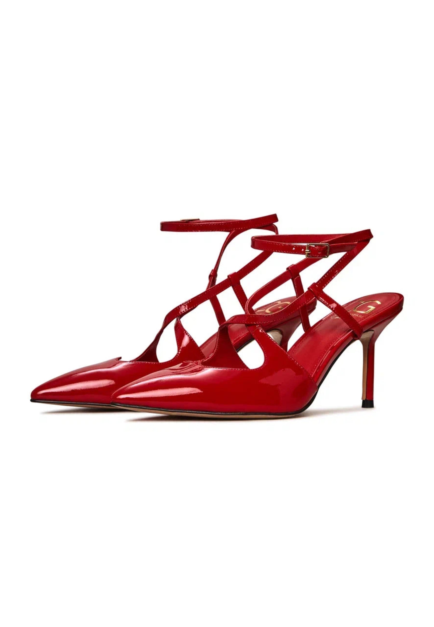 Patent Strappy Heels - Red