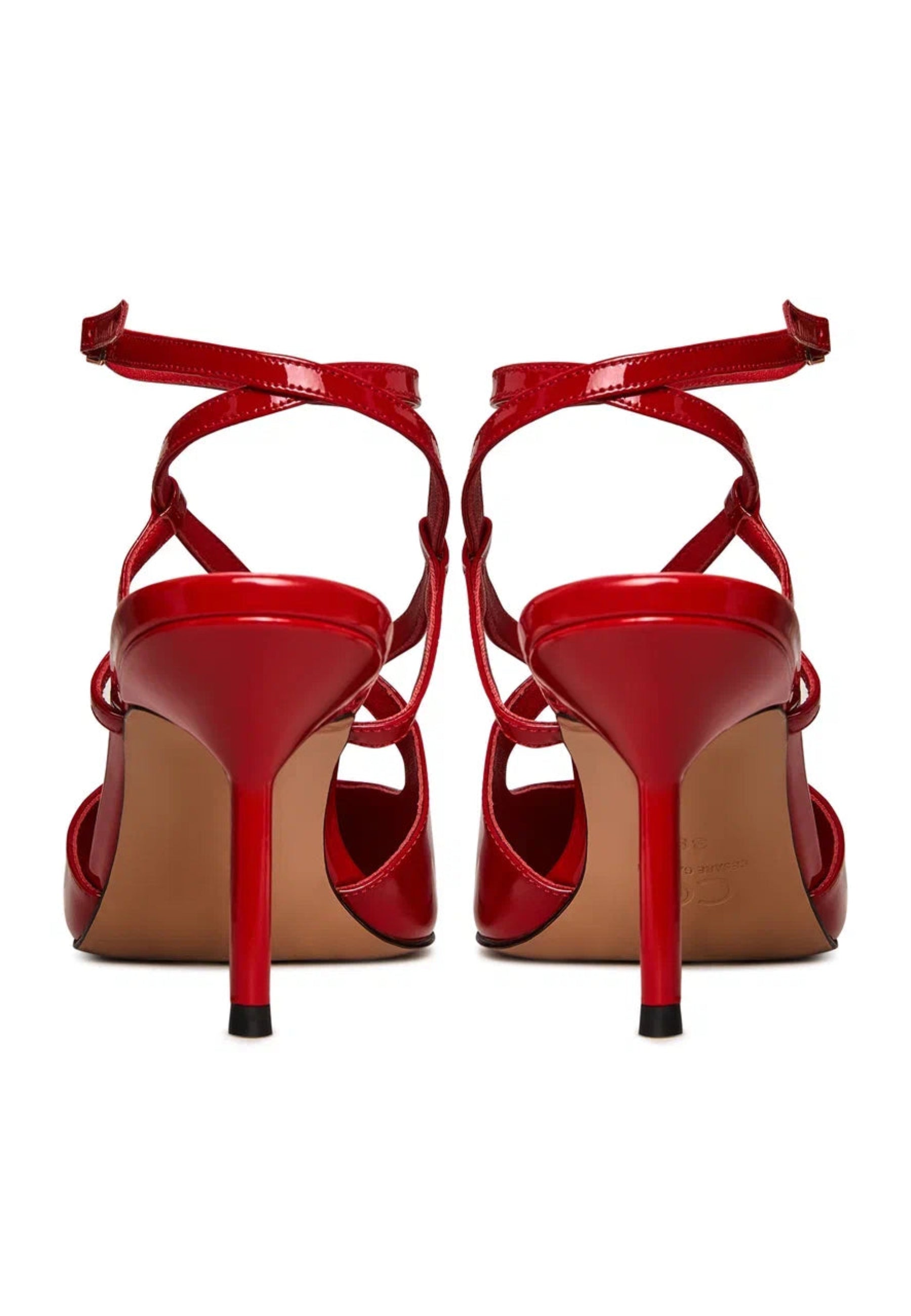 Patent Strappy Heels - Red