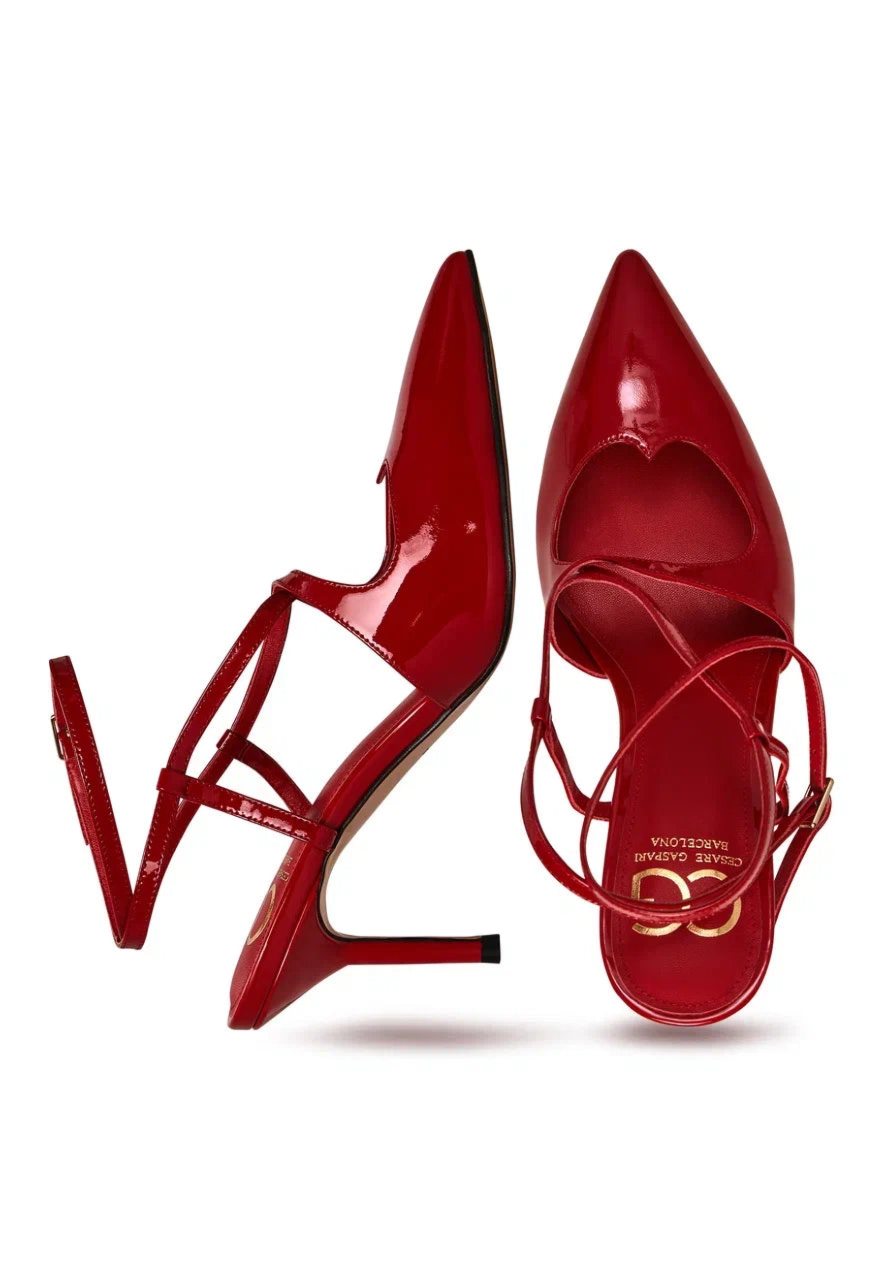 Patent Strappy Heels - Red