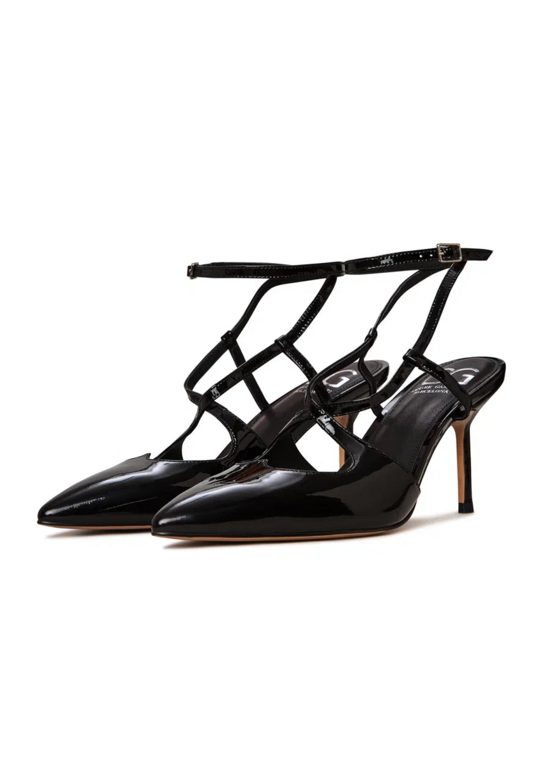 Patent Strappy Heels - Black