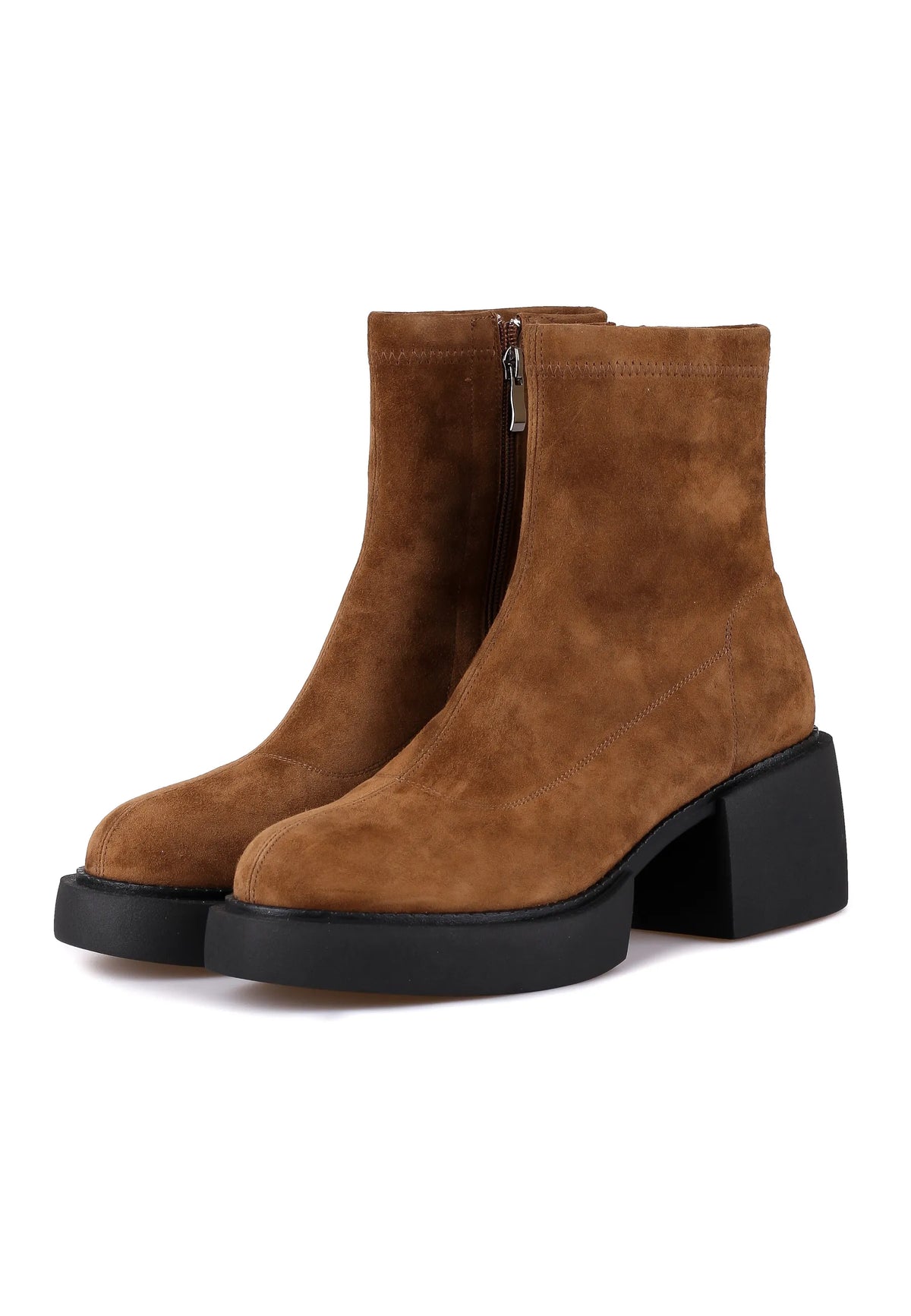 Bold Rise Suede Ankle Boots – Brown