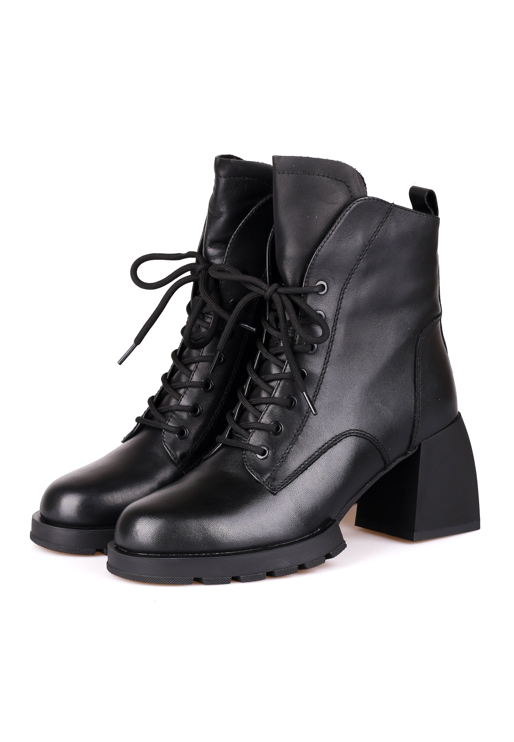 Heeled Lace-Up Ankle Boots