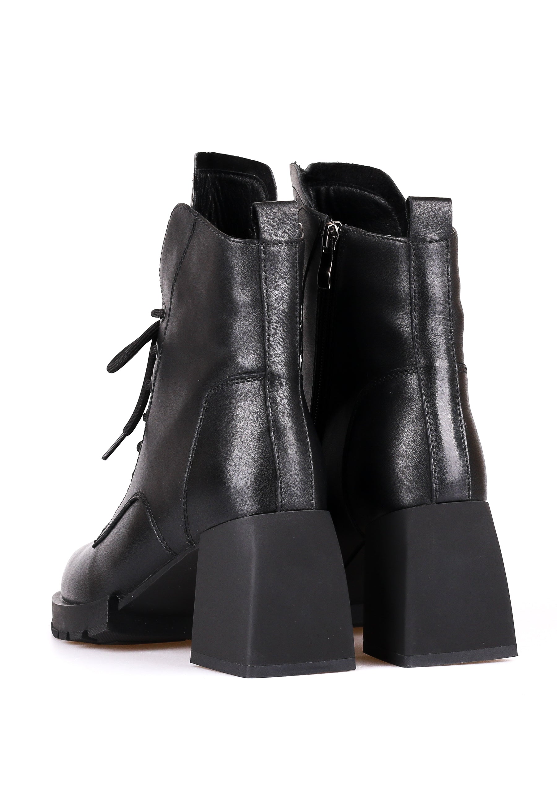 Heeled Lace-Up Ankle Boots