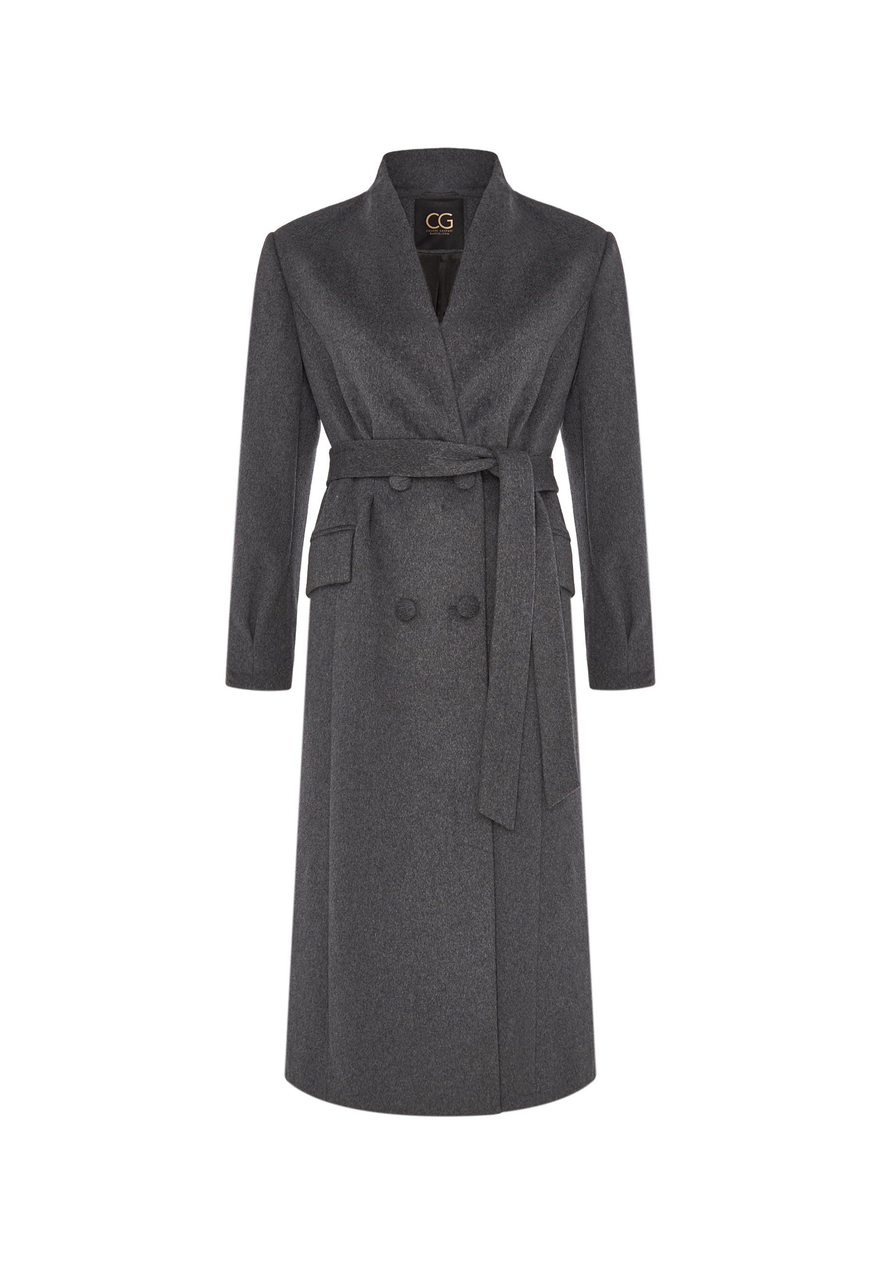 Manteau croisé en mélange de laine – gris foncé