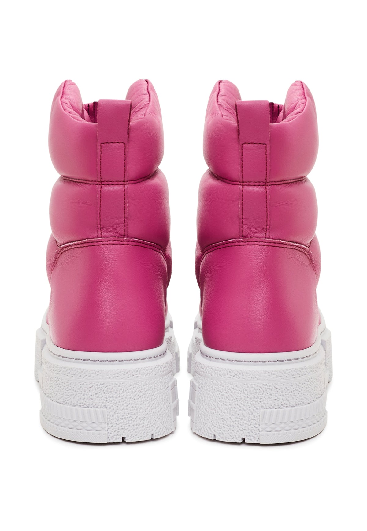 Chunky Quilted Ankle Boots - Fuchsia