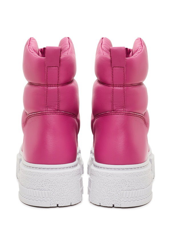 Chunky Quilted Ankle Boots - Fuchsia