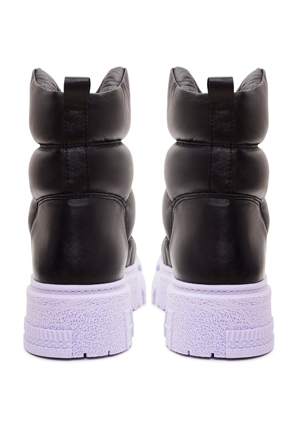 Chunky Quilted Ankle Boots - Black